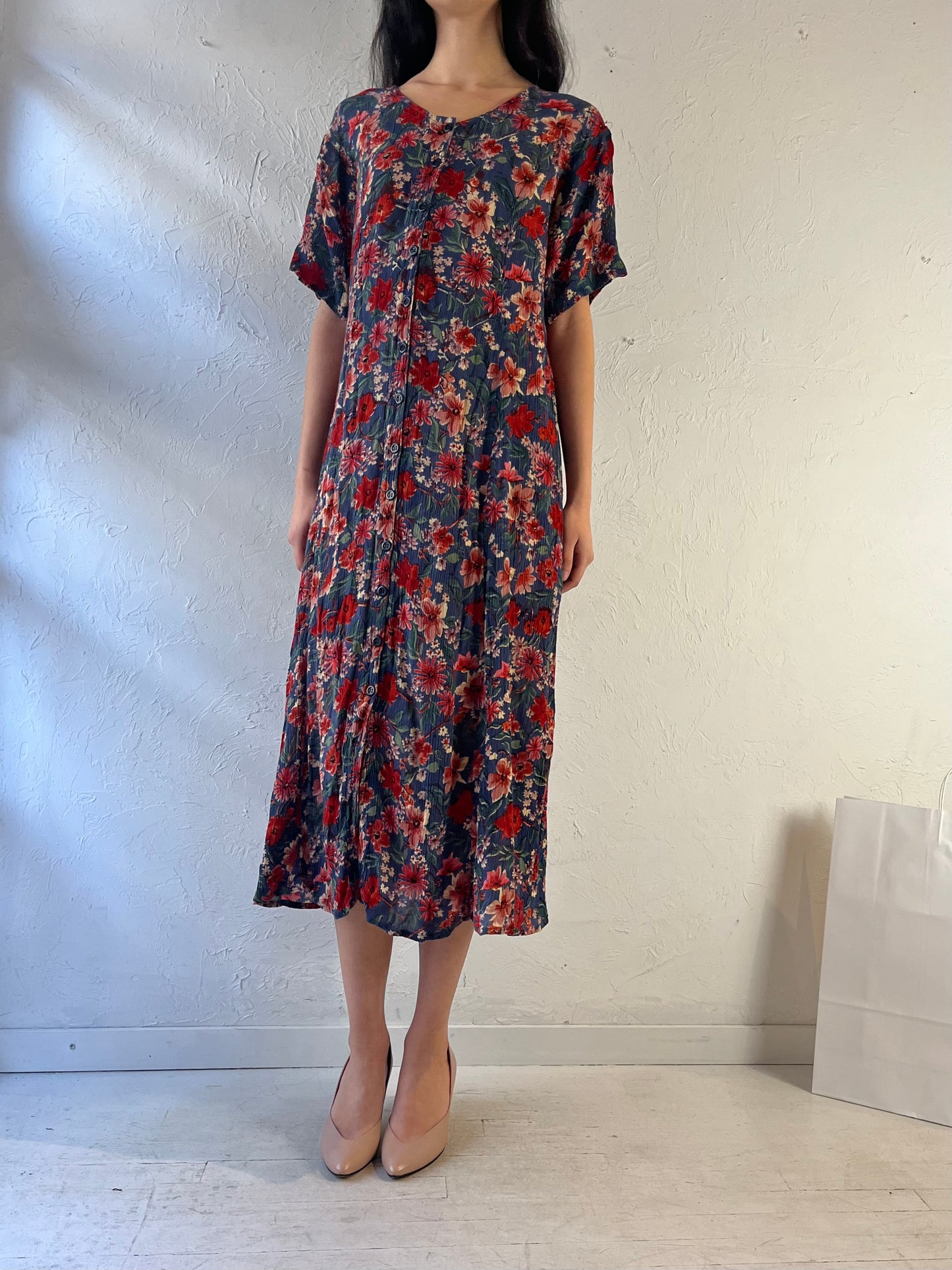 90s ‘Julia’ Floral Print Dress / Medium