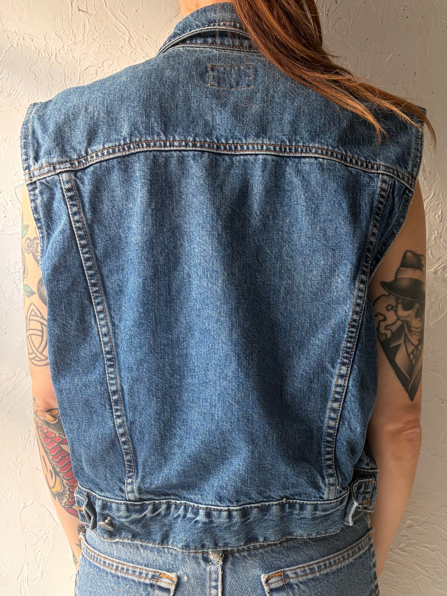 90s 'Calvin Klein' Denim Minimalist Vest / Vintage 1990s CK Classic Normcore Streetwear Jean Vest / Large