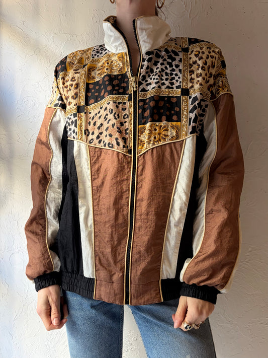 90s 'Active Frontier' Nylon Bomber Jacket / Medium