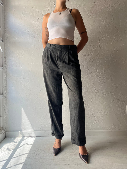 90s 'Arthur Winer' Grey Dark Academia Minimalist Preppy Office Wear Wool Trouser Pants / Medium