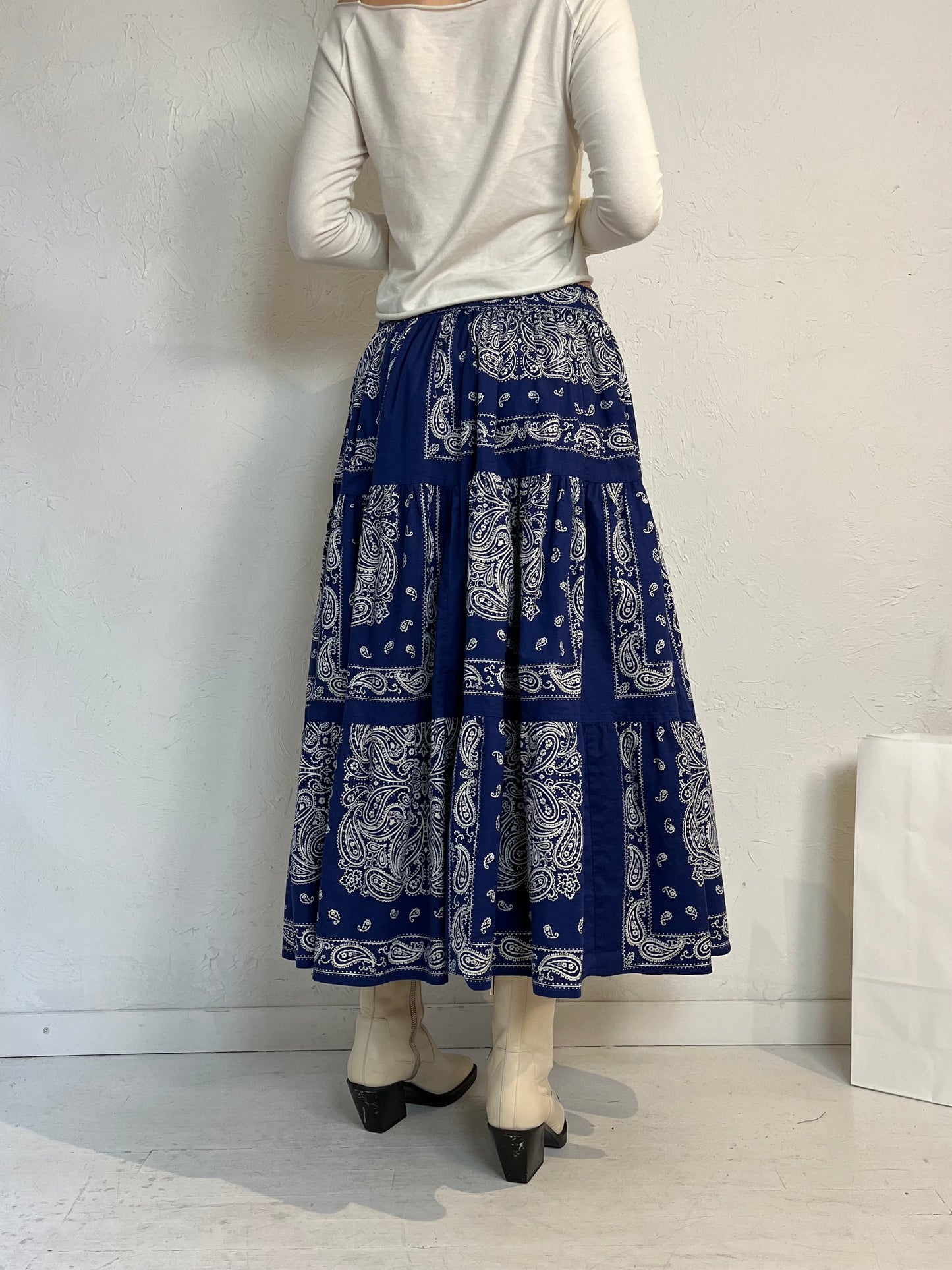 Vintage Blue Bandana Skirt / Medium