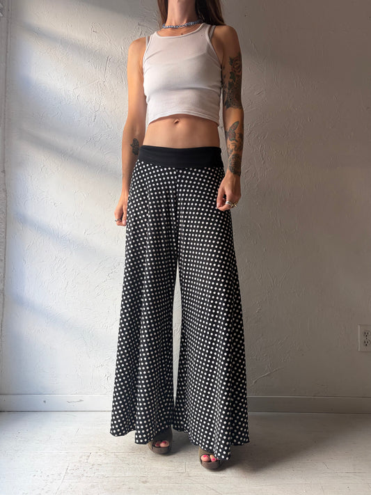 90s 'Christy Fisher' Polka Dot Wide Leg Bell Bottom Pants / Small - Medium