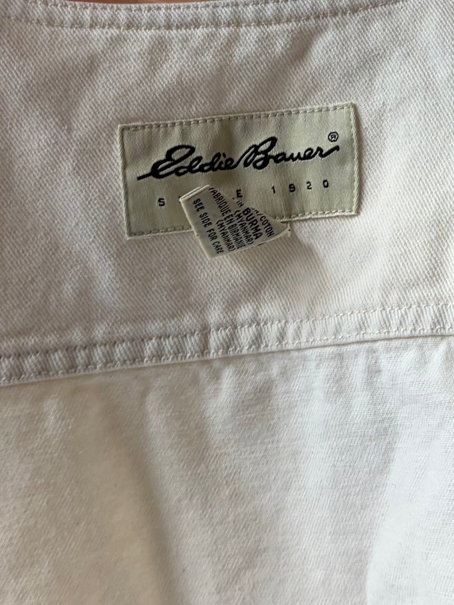 Vintage 'Eddie Bauer' White Denim Vest / Medium