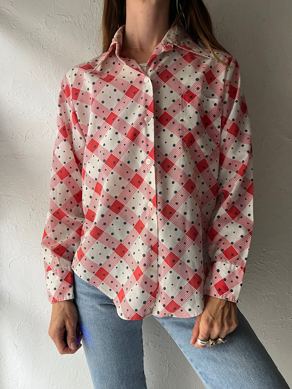 70s 'Lucerne' Retro Patterned Western Shirt / Medium