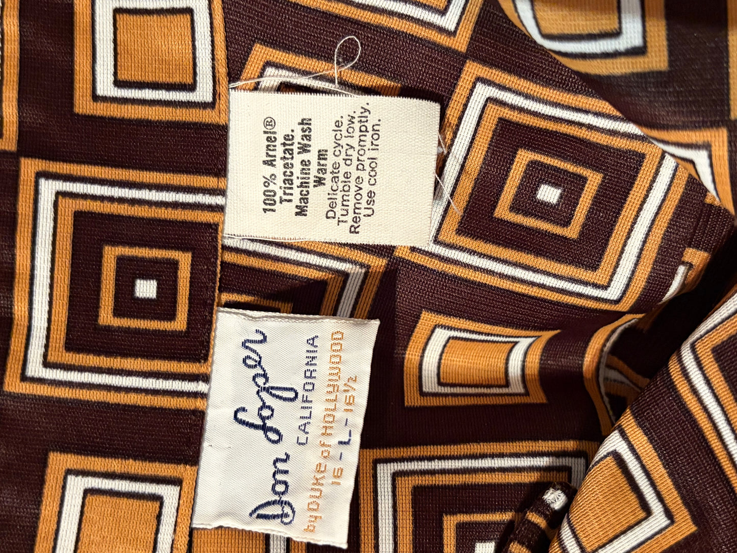 70s 'Don Lopez' Brown Patterned Shirt / Large