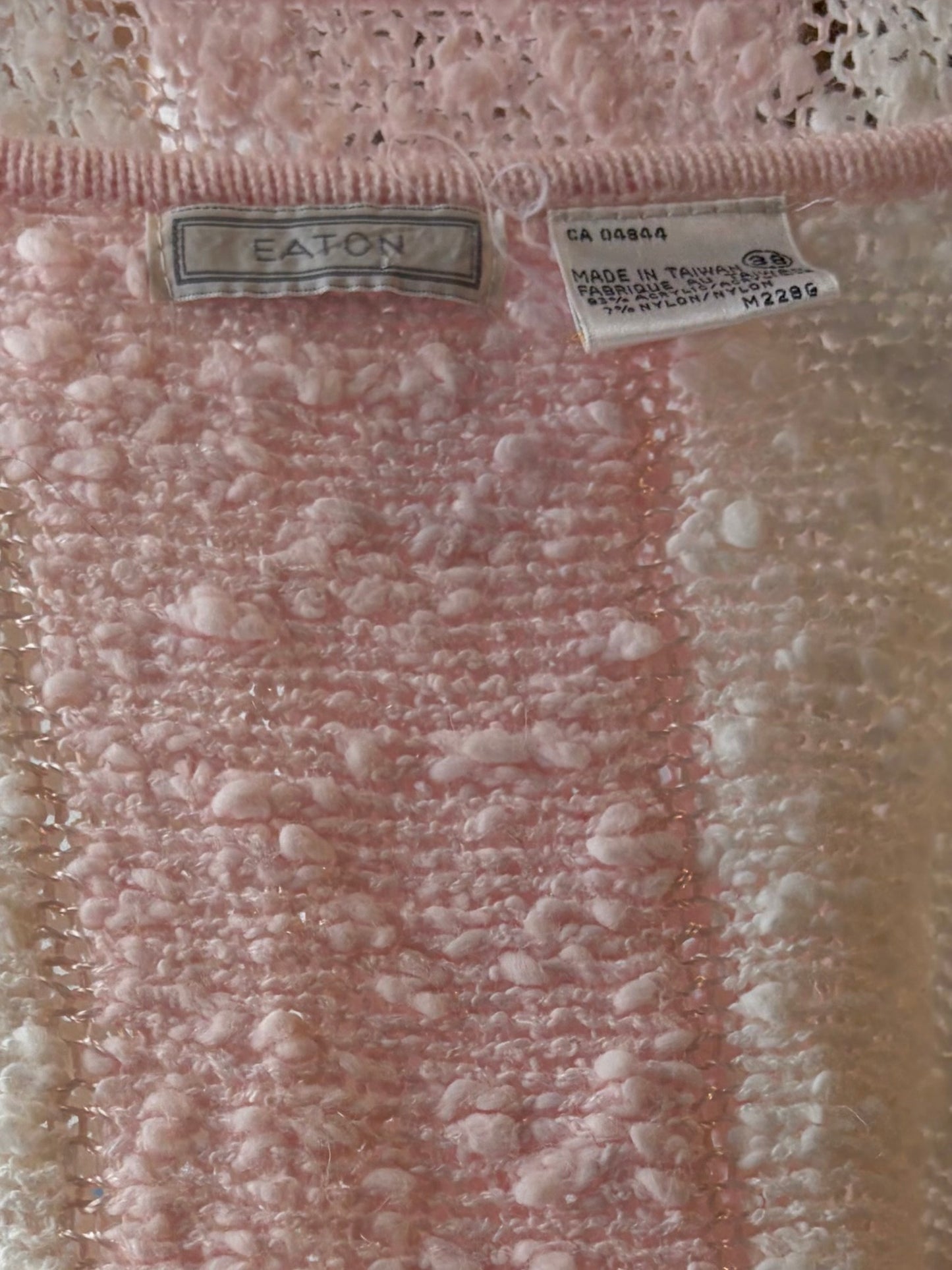90s 'Eaton' Pink Striped Spring Sweater / Mediu