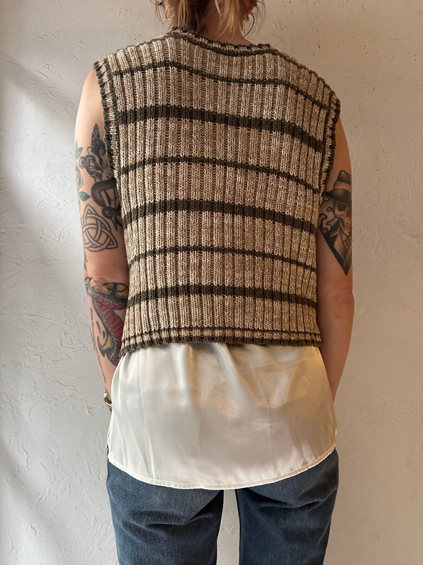 90s 'Lizwear' Cotton Knit Vest / Medium