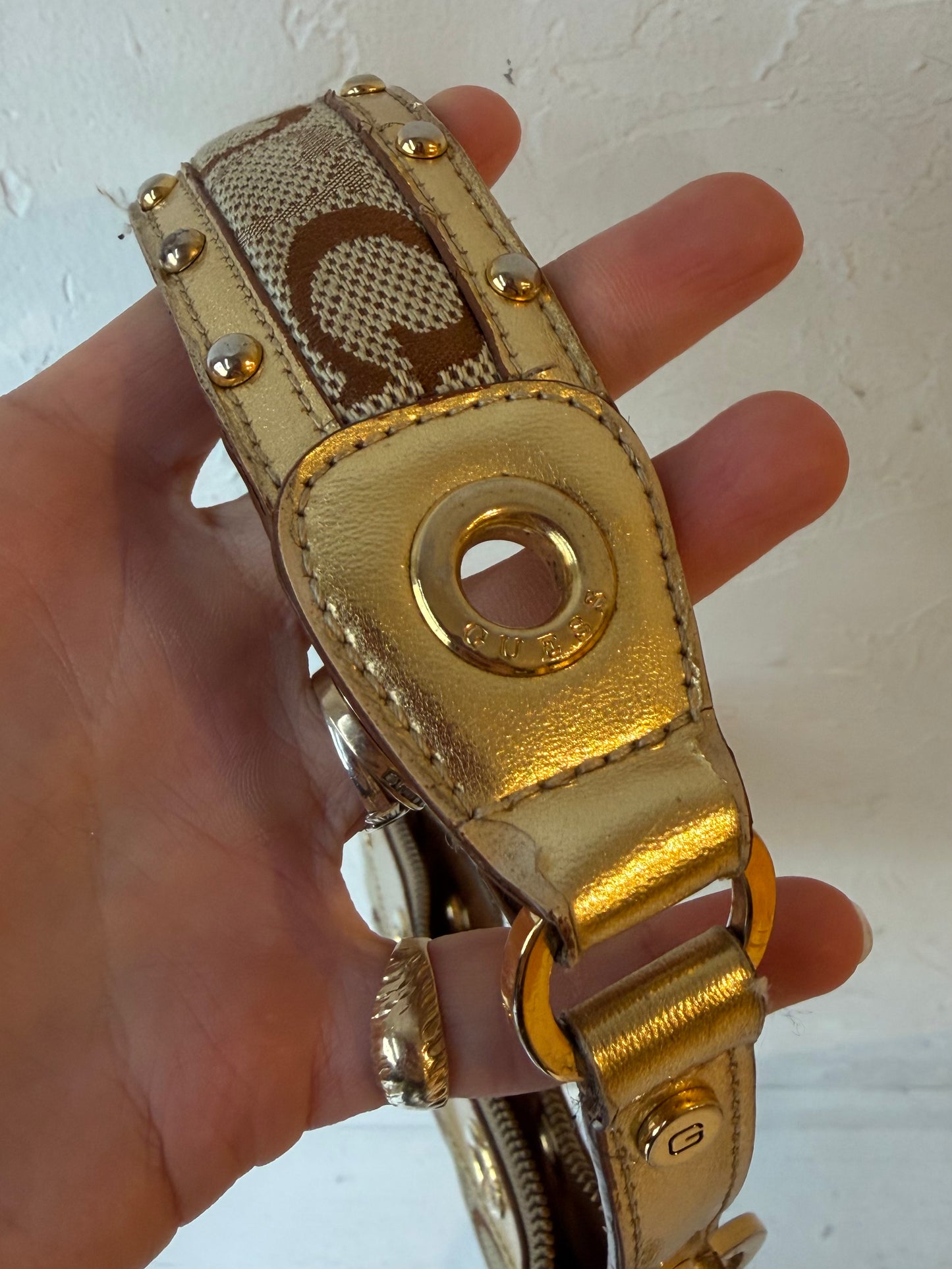Y2K ‘Guess’ Gold Mini Monogram Purse