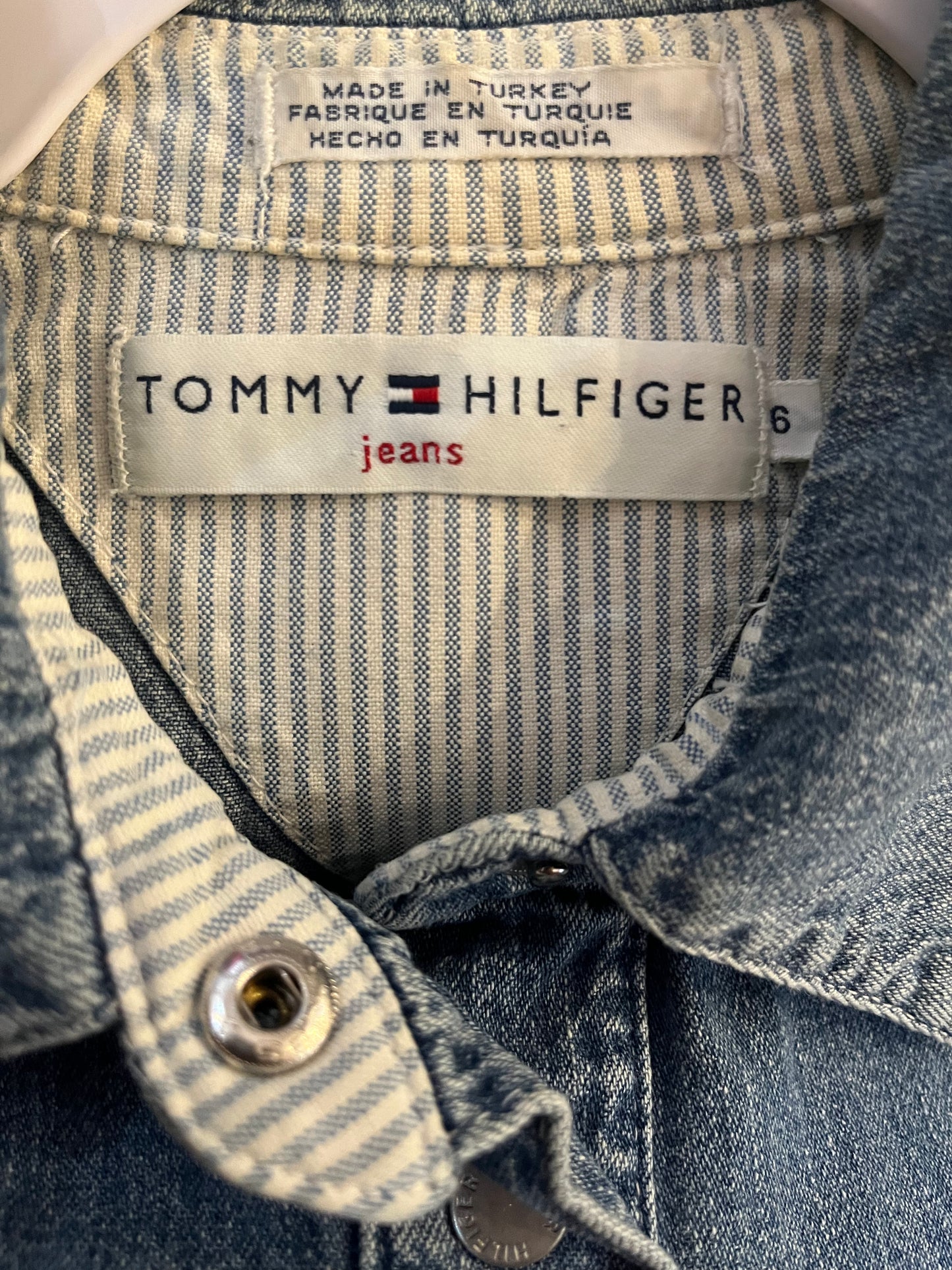 Y2k 'Tommy Hilfiger' Long Sleeve Denim Mini Dress / Small