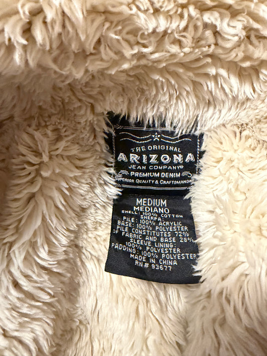 90s 'Arizona' Light Blue Sherpa Lined Corduroy Jacket / Vintage 1990s Workwear Jacket / Medium