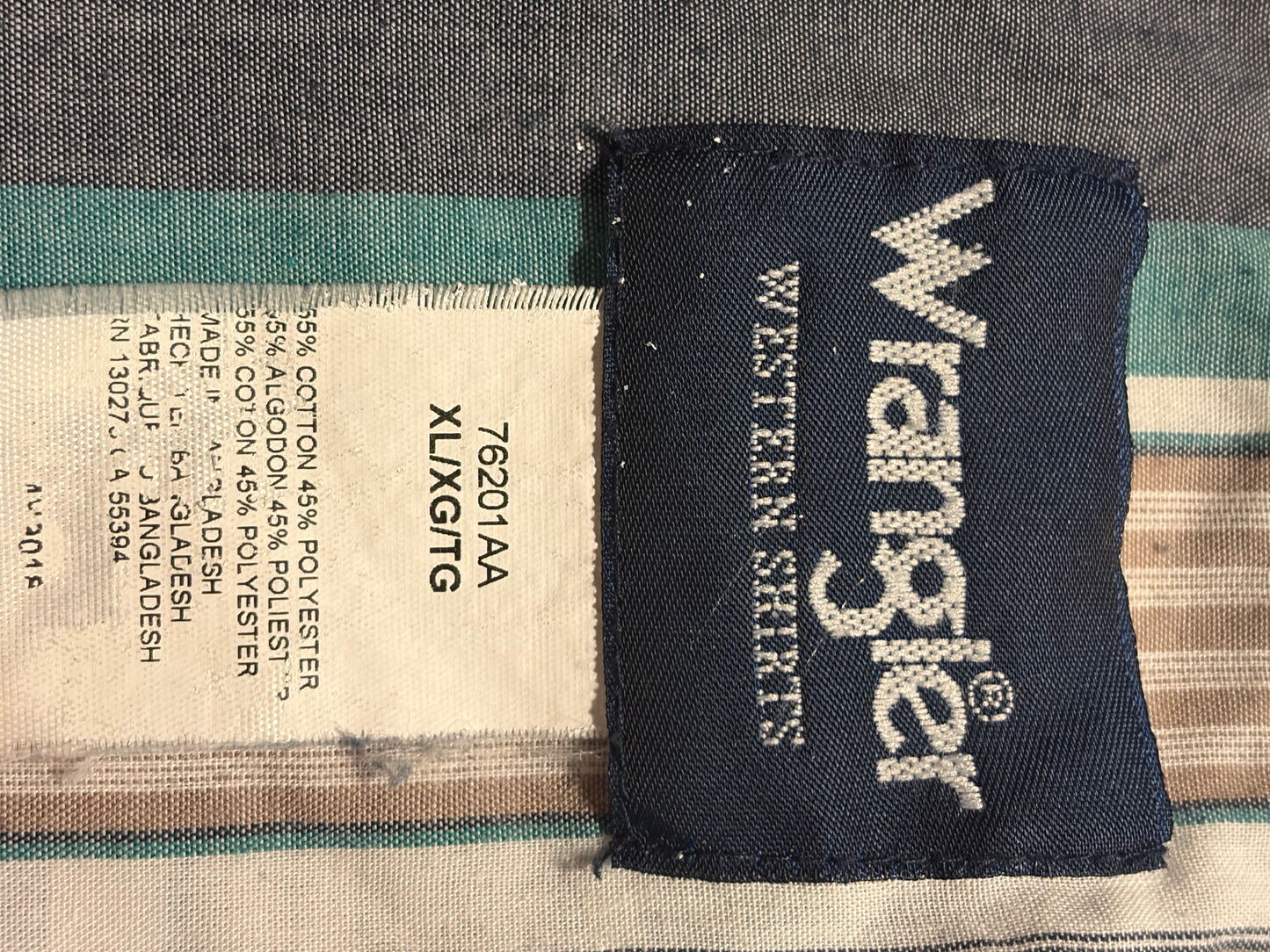 Y2k 'Wrangler' Striped Western Snap Up Short Sleeve Top / Vintage 2000s Cowboy Workwear Top / XL