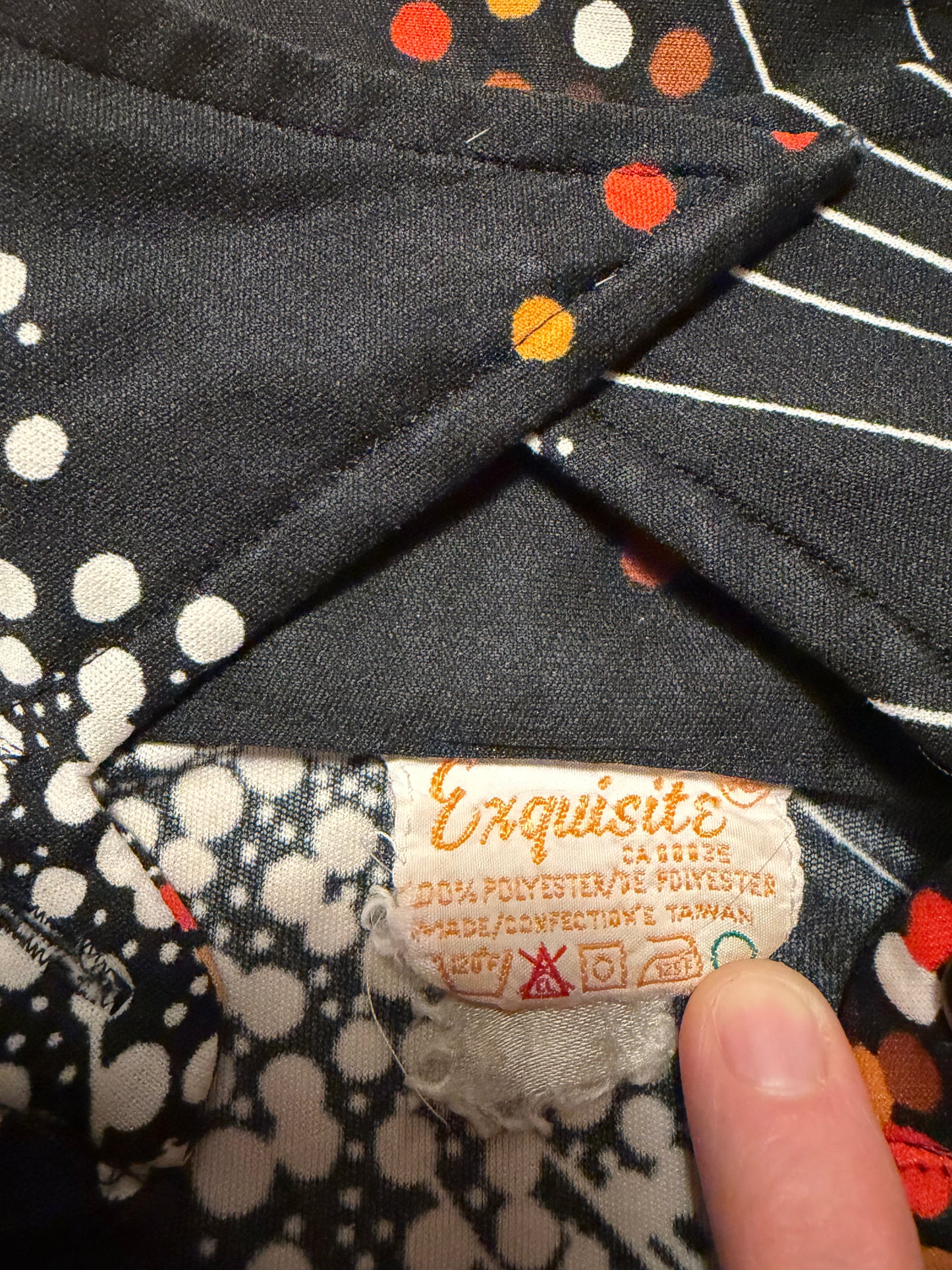 70s 'Exquisite' Black Patterned Retro Button Up Dress Shirt / Medium