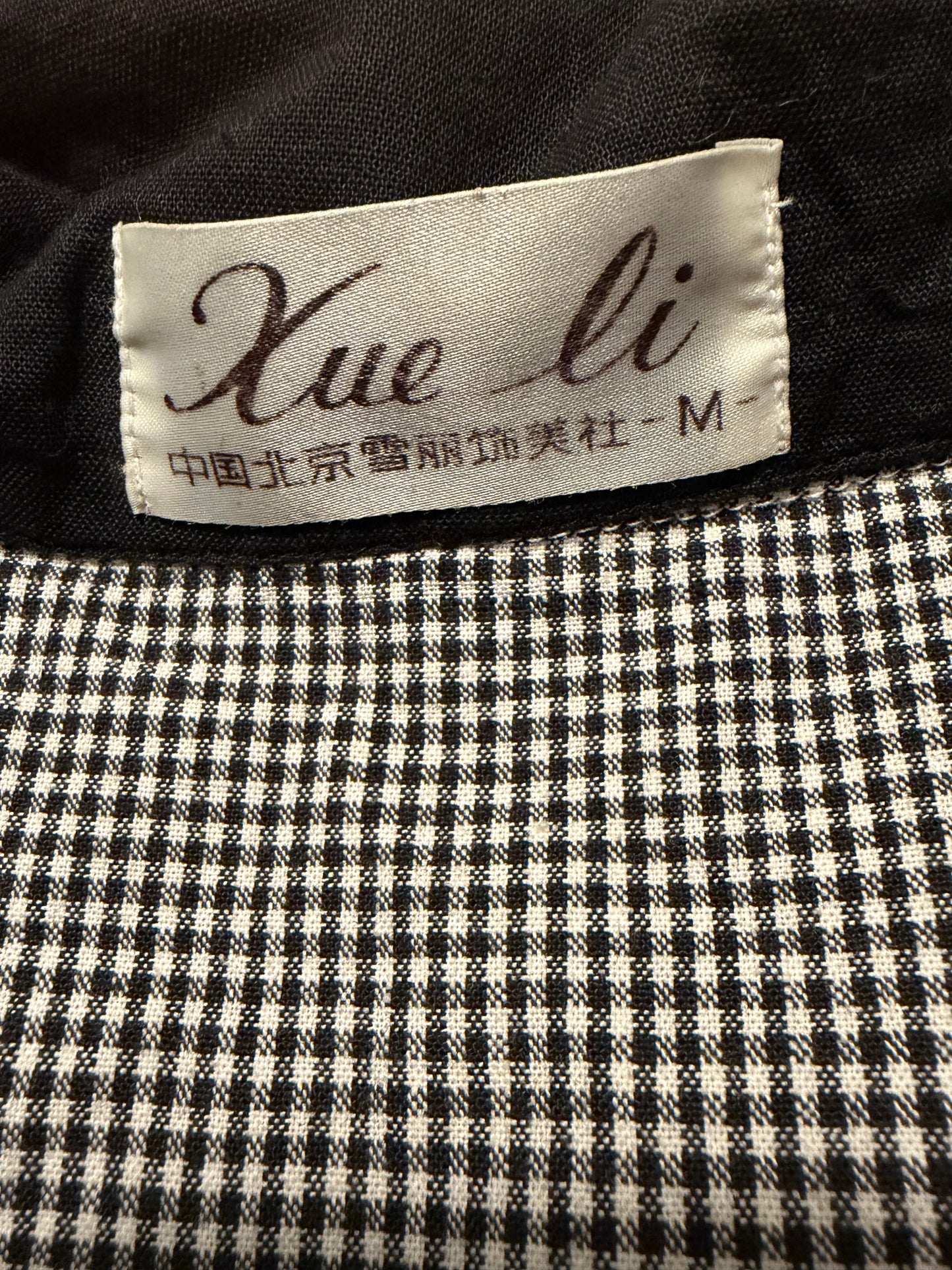 90s 'Kue Li' Black & White Plaid Preppy School Girl Dress / Vintage Academia Midi Dress / Small /