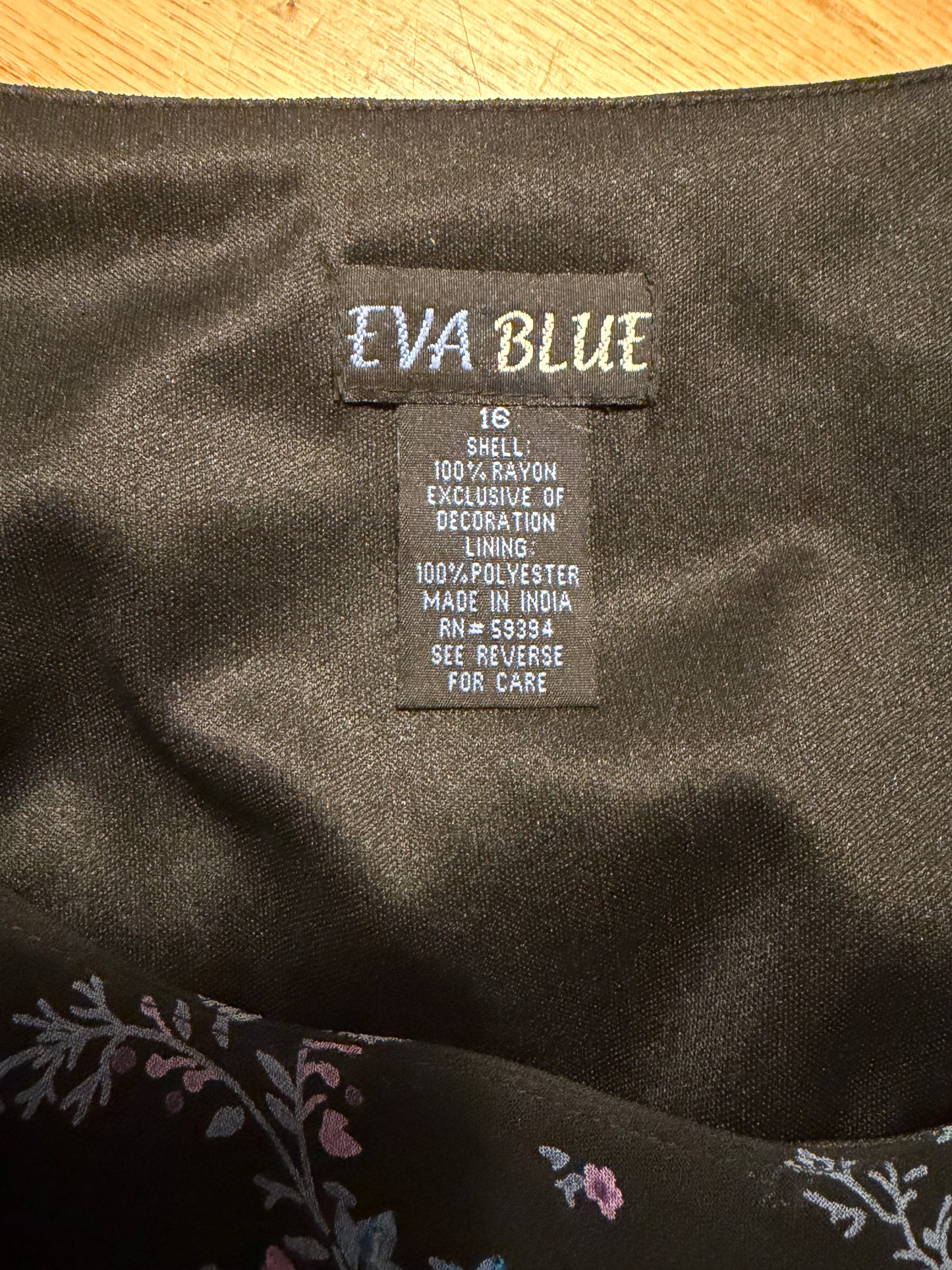 Y2k 'Eva Blue' Black Floral Romanic Summer Dress / Vintage 2000s Flowy Maxi Formal Dress/ Large