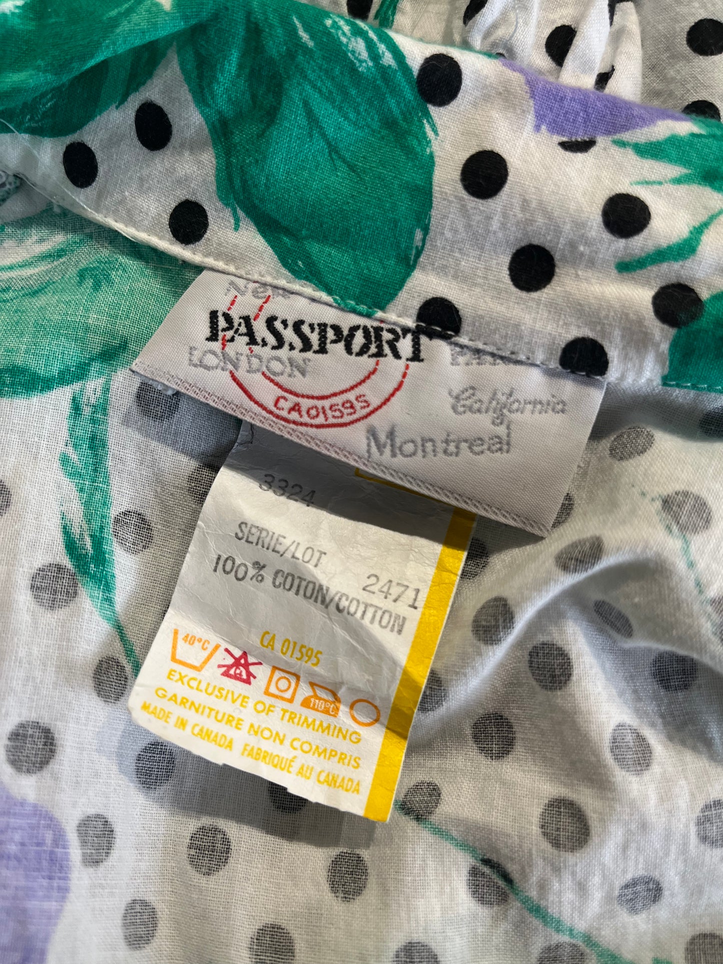 90s 'Passport' Collared Cotton Polka Dot Dress / Small