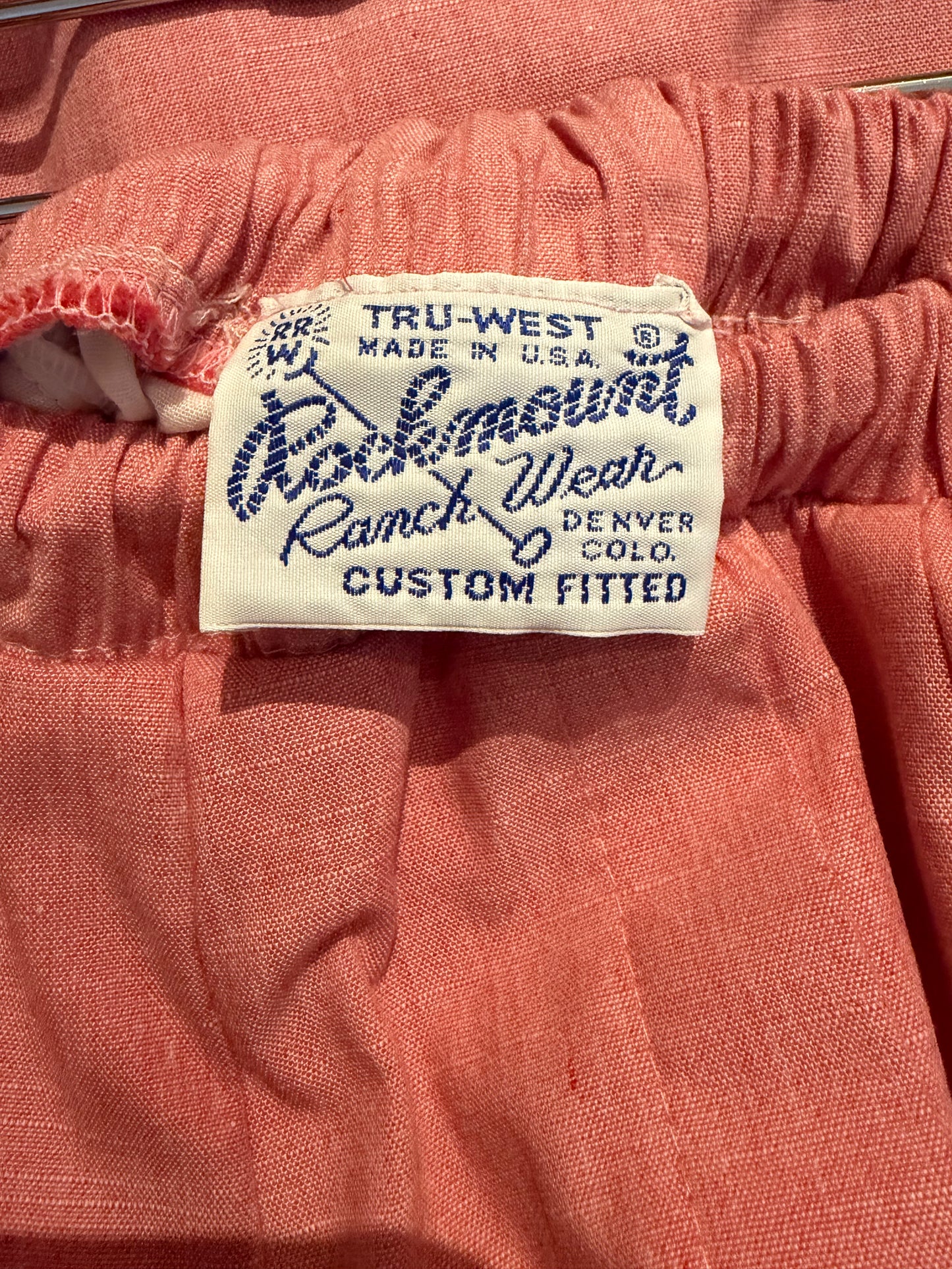 60s 'Rockmount Ranch Wear' Pink Tiered Western Skirt / Small