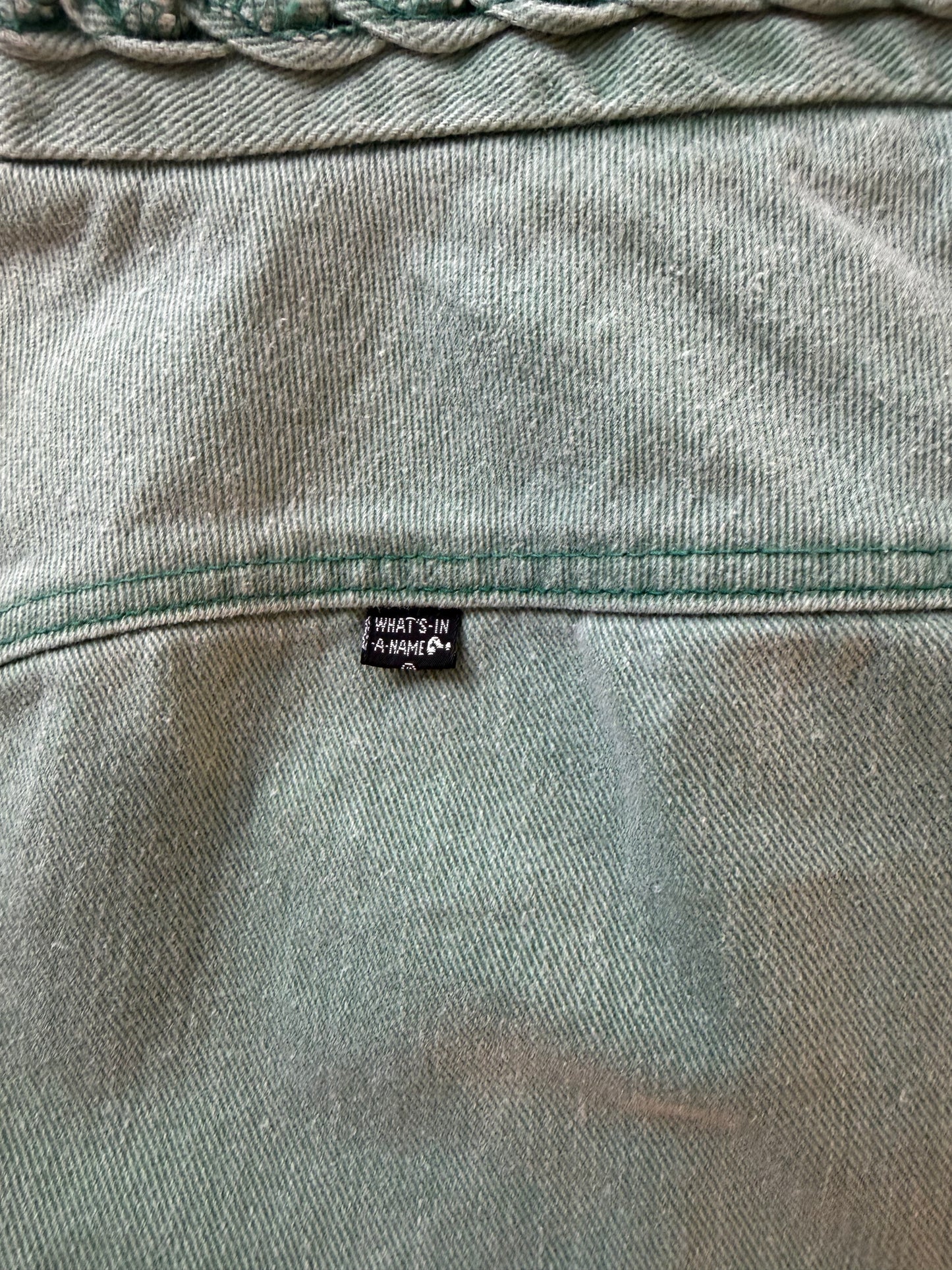 70s 'Whats In A Name' Green Bell Bottom Retro Jeans / Small