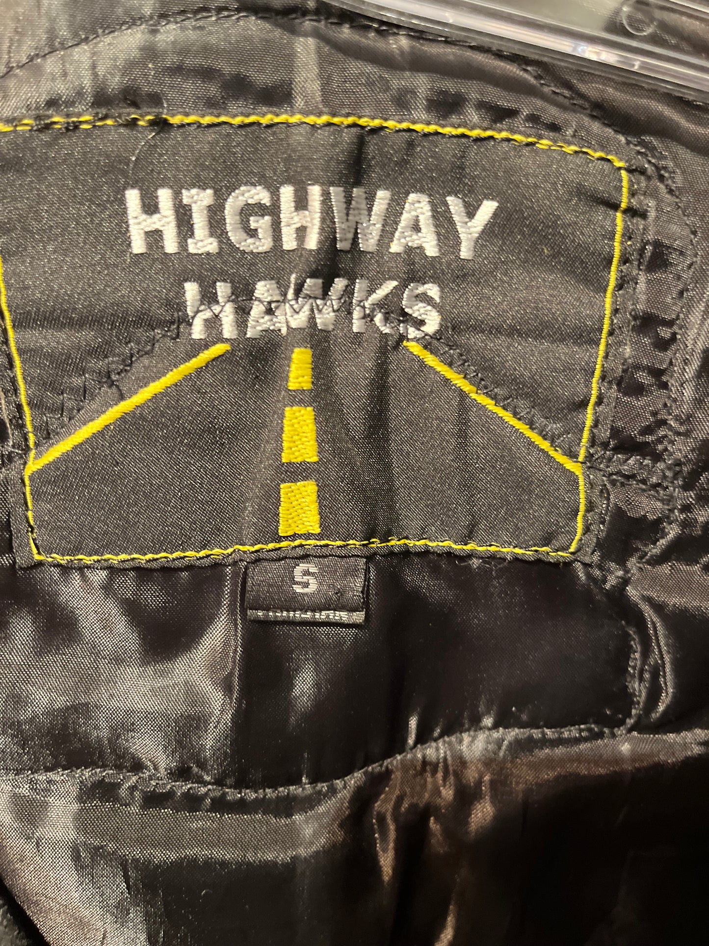 Vintage 'Highway Hawks' Harley Davidson Black Leather Moto Vest / Small