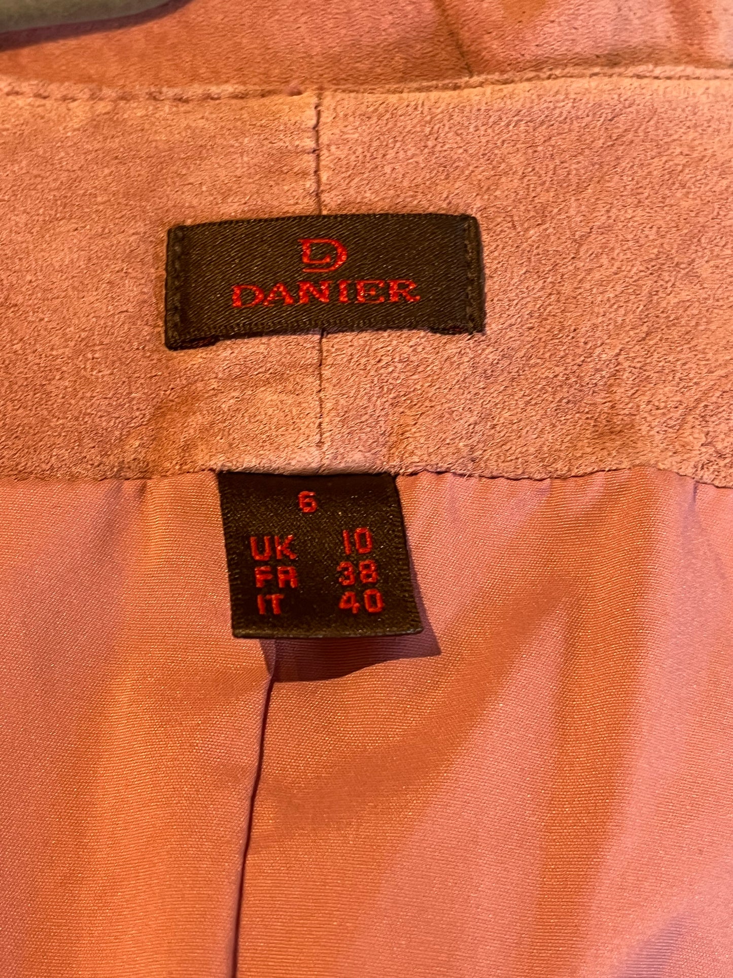 90s 'Danier' Pink Suede Fitted Sleeveless Fall Dress / Small