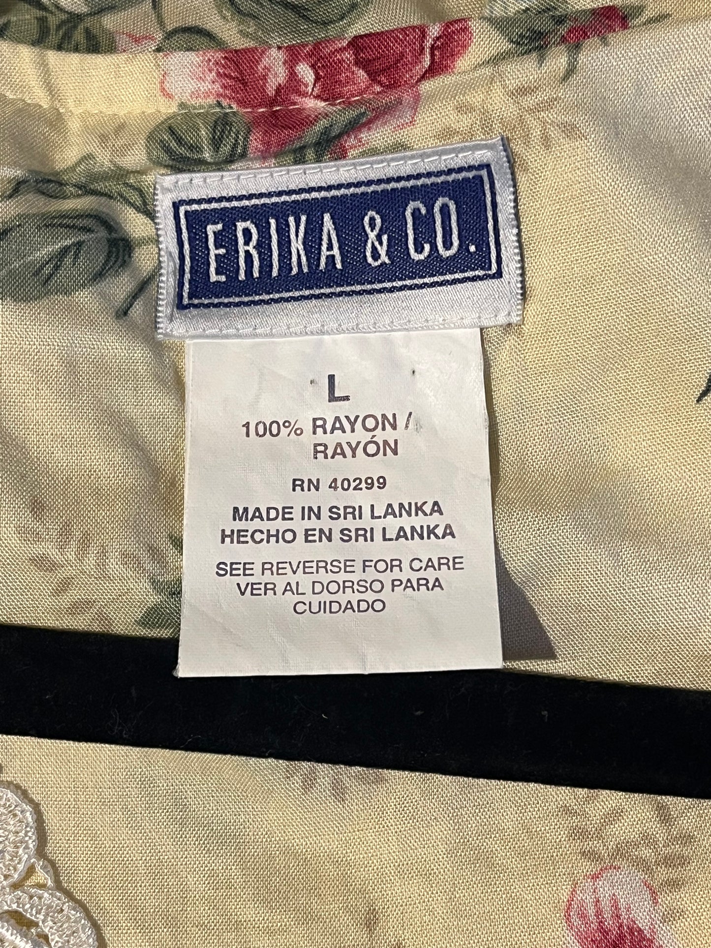 Vintage 'Erika' Yellow Floral Print Rayon Dress / Large