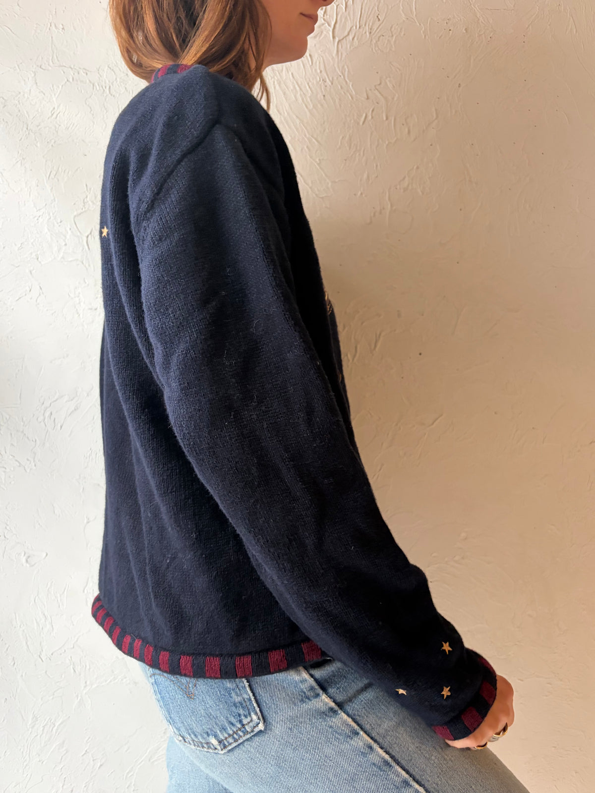 Y2K 'Christopher & Banks' Navy Holiday Festive Christmas Knit Sweater / Large