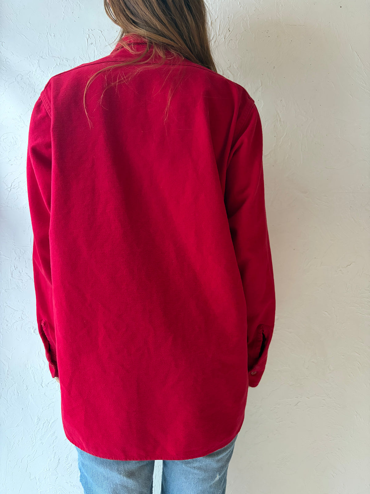 90s 'Woolrich' Red Thick Cotton Shirt / Medium