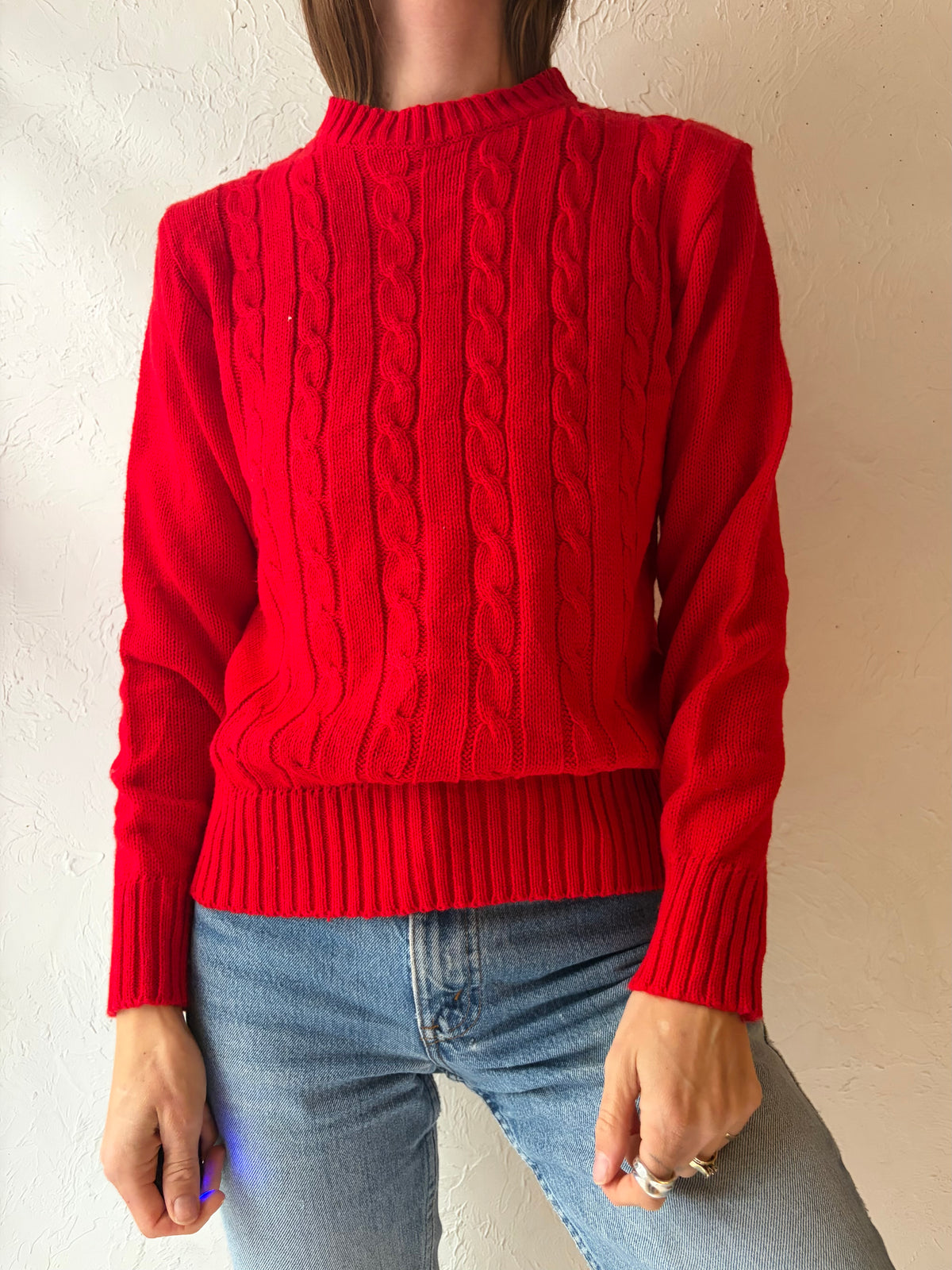 Vintage 'The Import Workshop' Red Cable Knit Sweater / Small