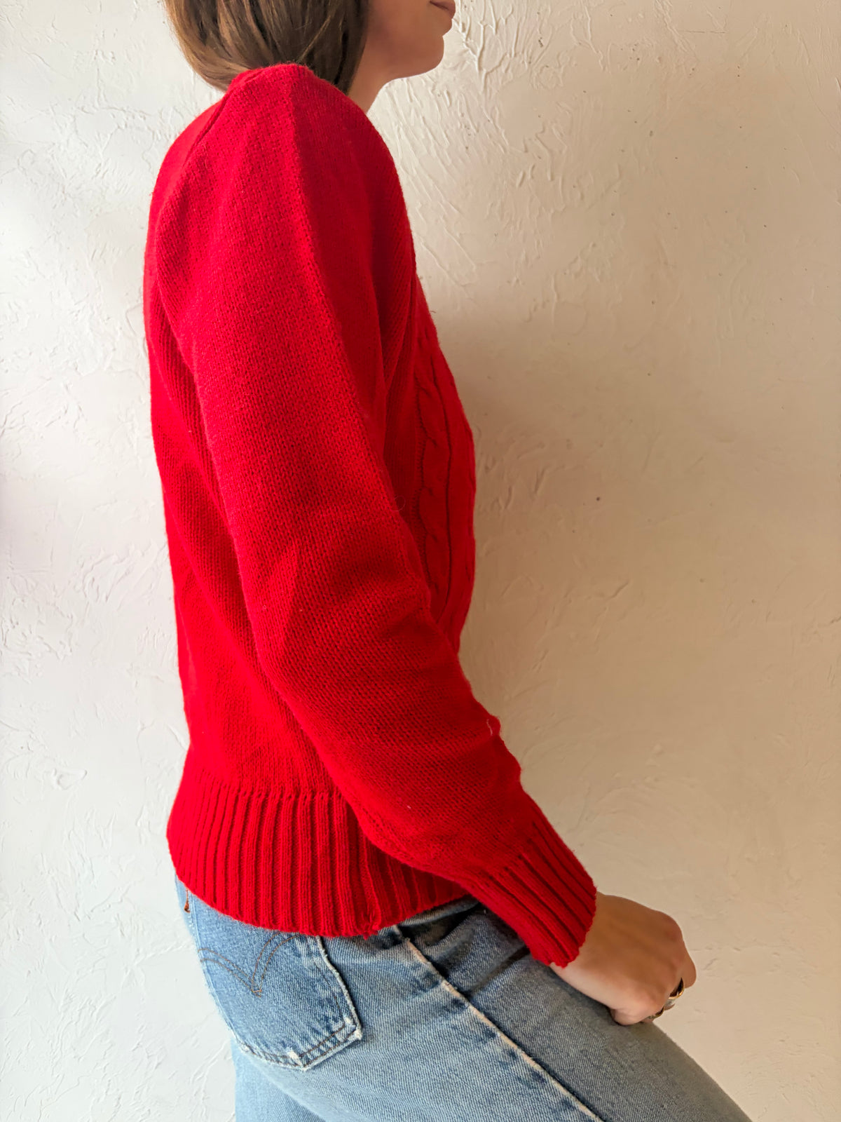Vintage 'The Import Workshop' Red Cable Knit Sweater / Small