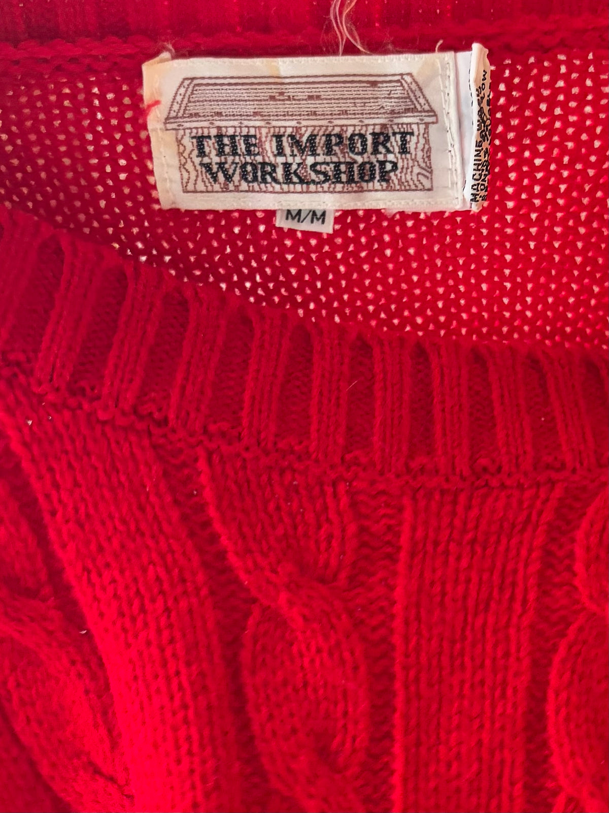 Vintage 'The Import Workshop' Red Cable Knit Sweater / Small