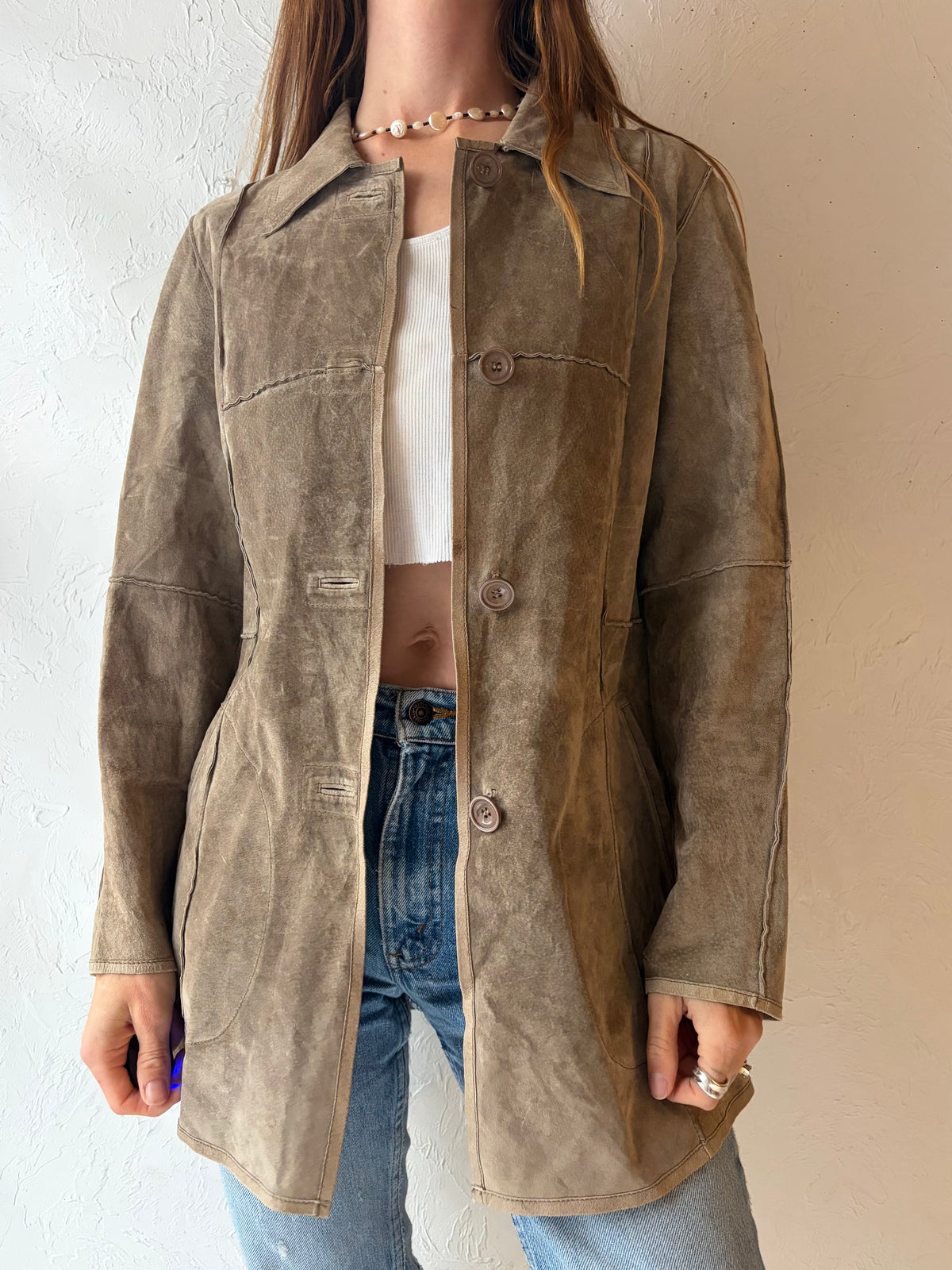 80s 'Jones New York' Light Weight Suede Jacket / Medium