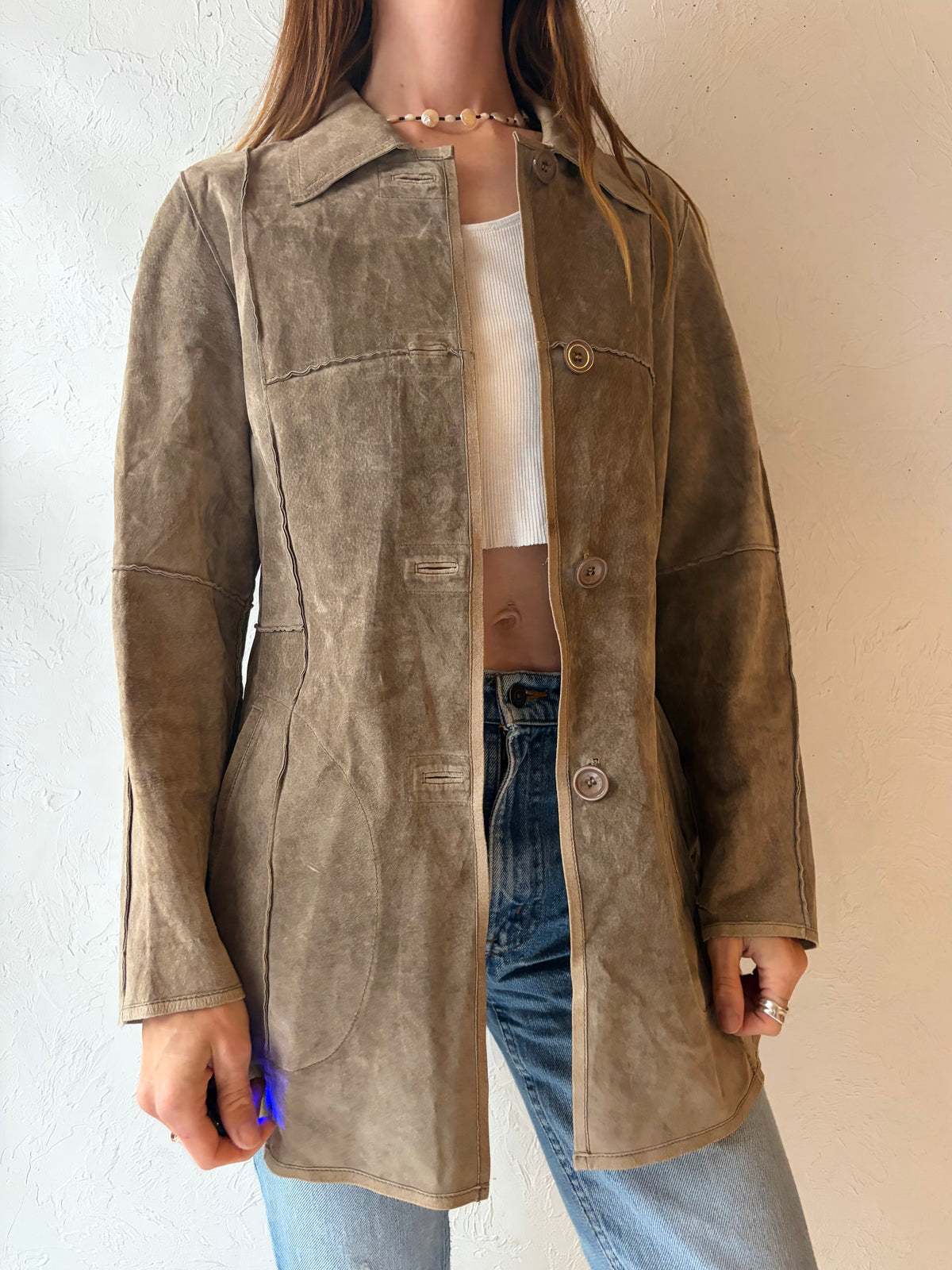 80s 'Jones New York' Light Weight Suede Jacket / Medium
