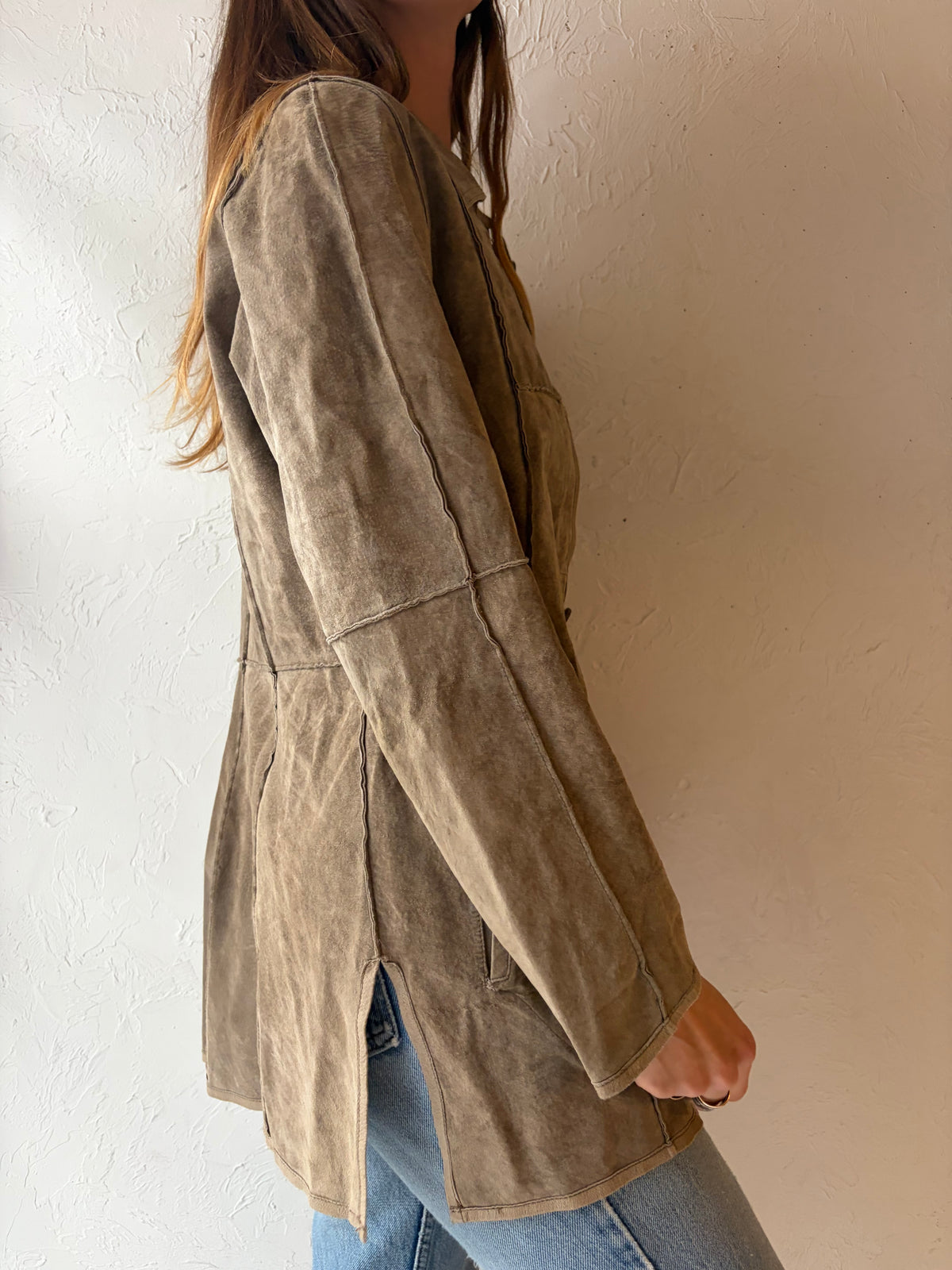80s 'Jones New York' Light Weight Suede Jacket / Medium