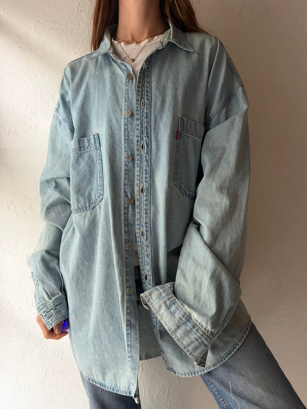 90s 'Levis' Denim Button Up Minimalist Shirt / XL