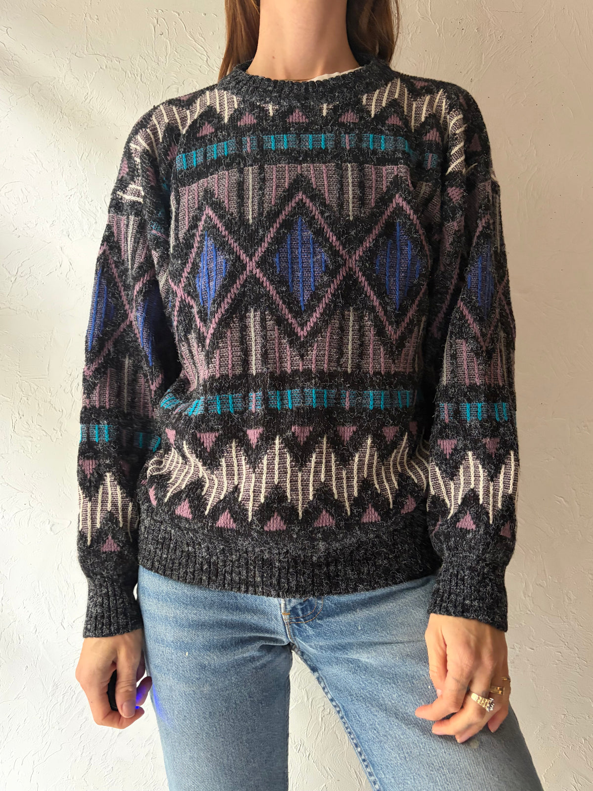 90s 'Santana' Abstract Patterned Sweater / Small
