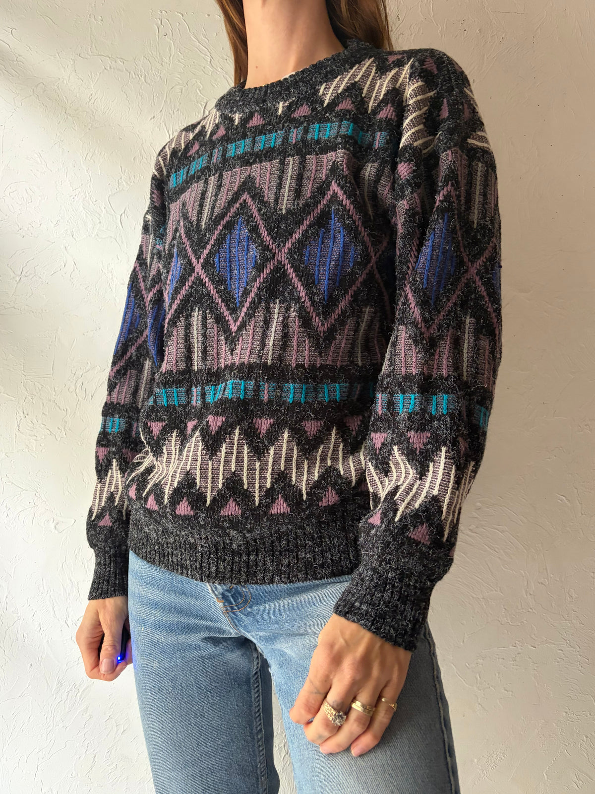 90s 'Santana' Abstract Patterned Sweater / Small
