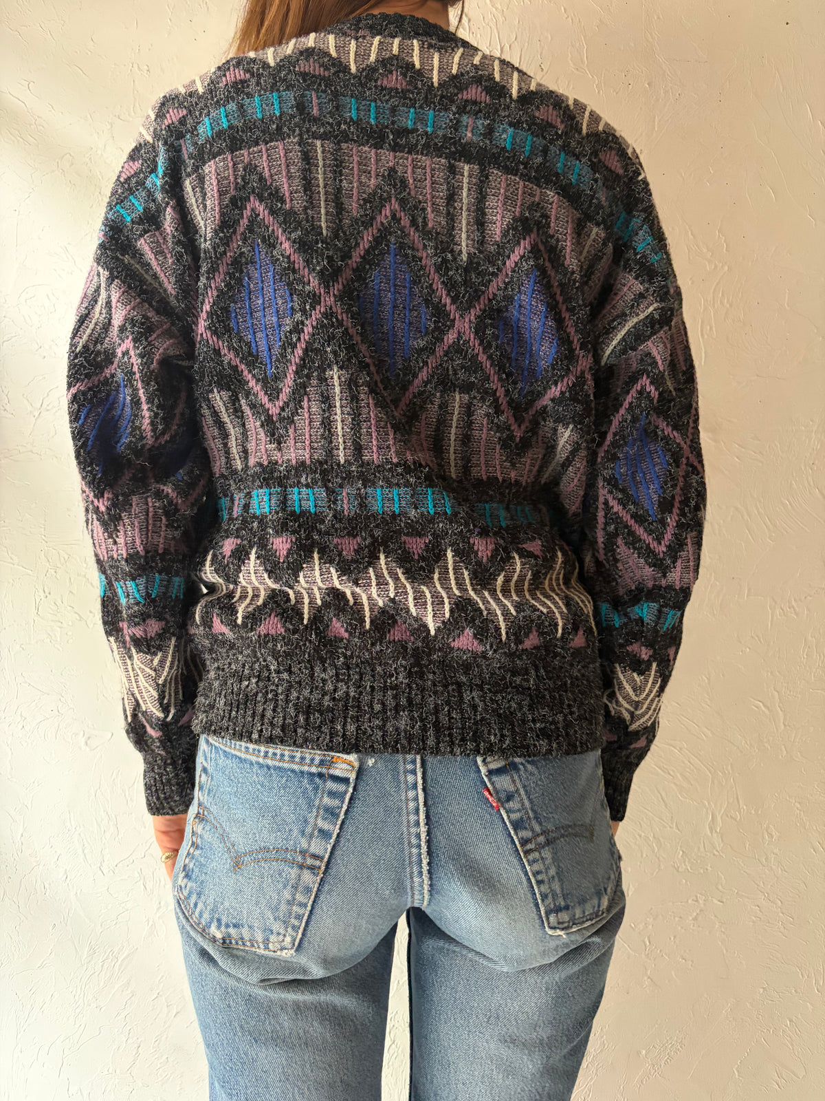 90s 'Santana' Abstract Patterned Sweater / Small