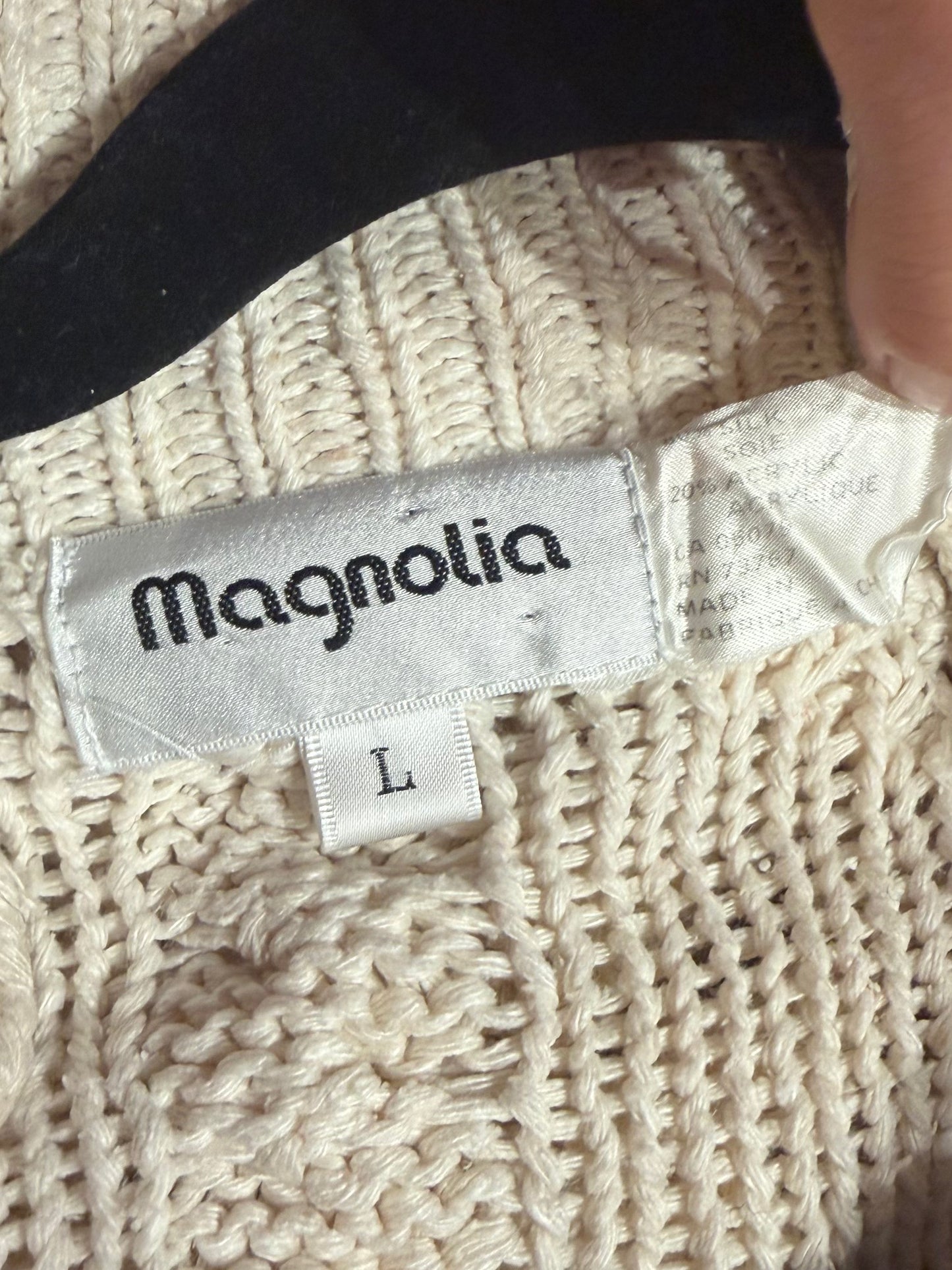 90s 'Magnolia' Cream Minimalist Cottagecore Cable Knit Longline Cardigan Sweater / Large
