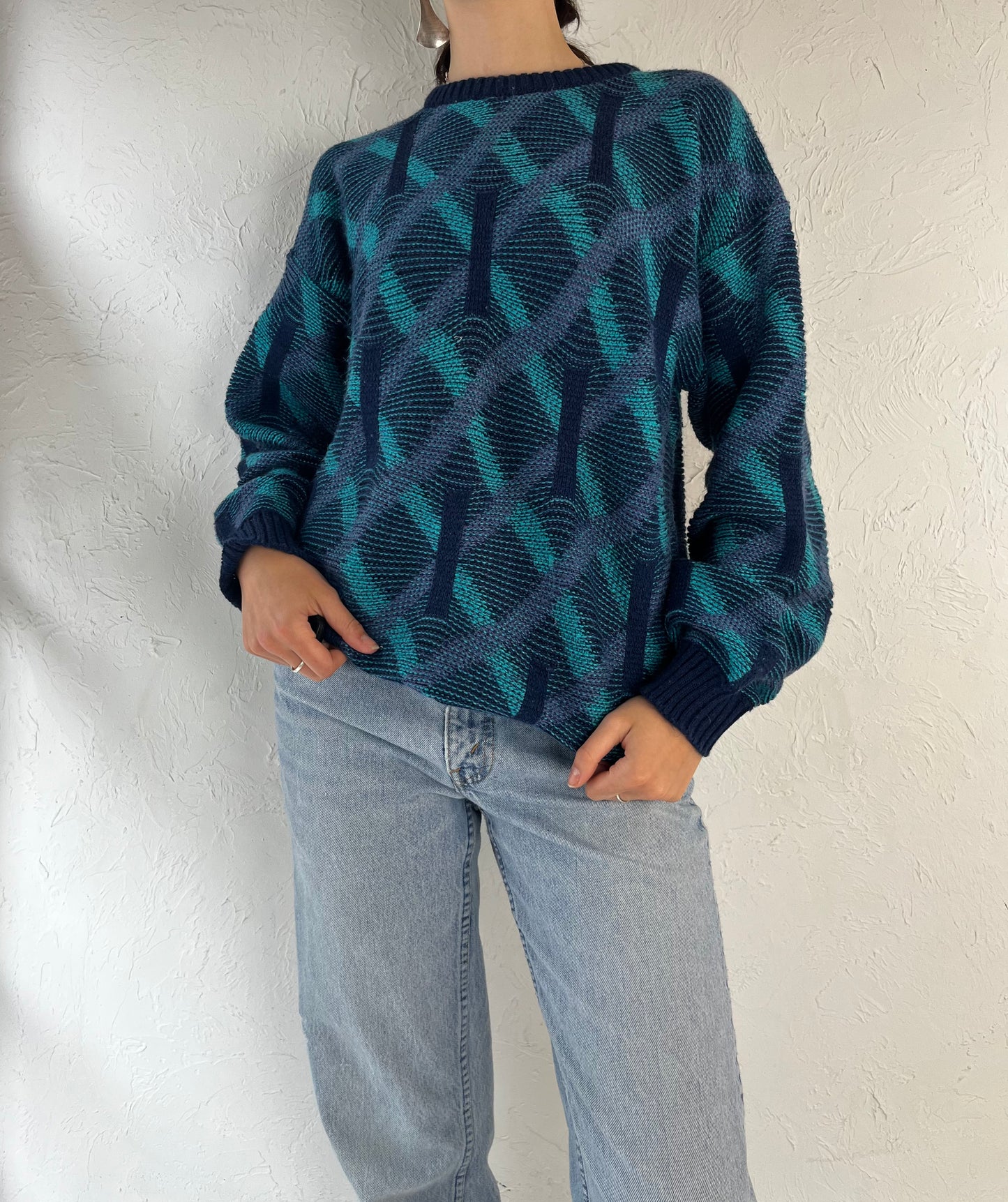 Vintage 'St Michael' Blue Knit Sweater / Large