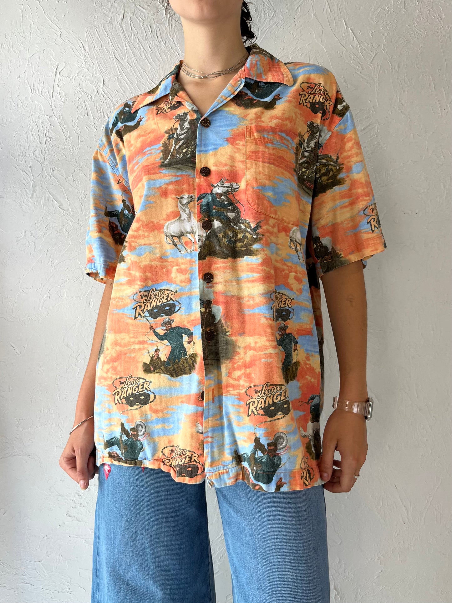 Vintage 'Lone Ranger' Graphic Button Up Shirt / Medium