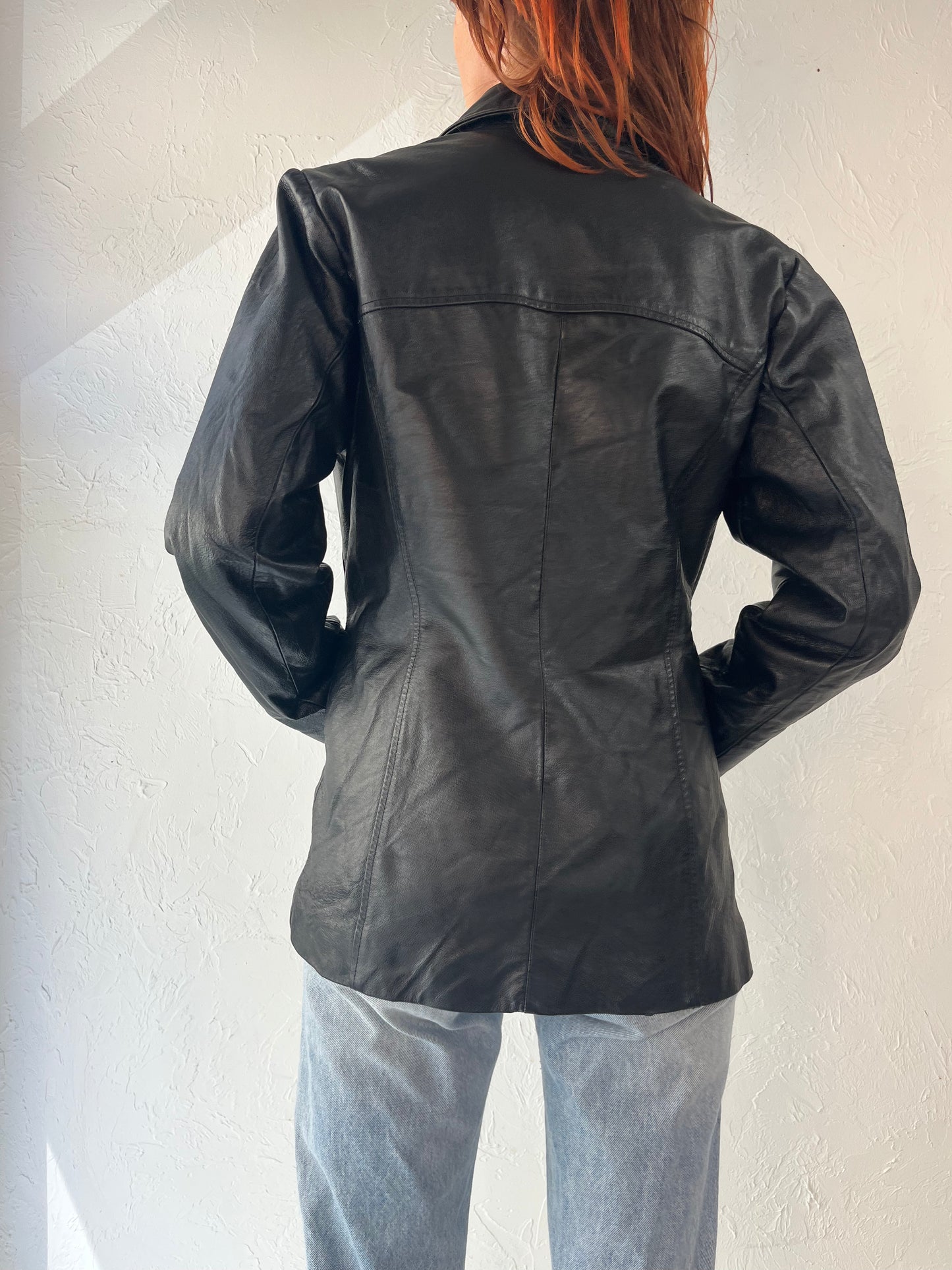 Y2K 'Kelsey' Black Leather Jacket / Small