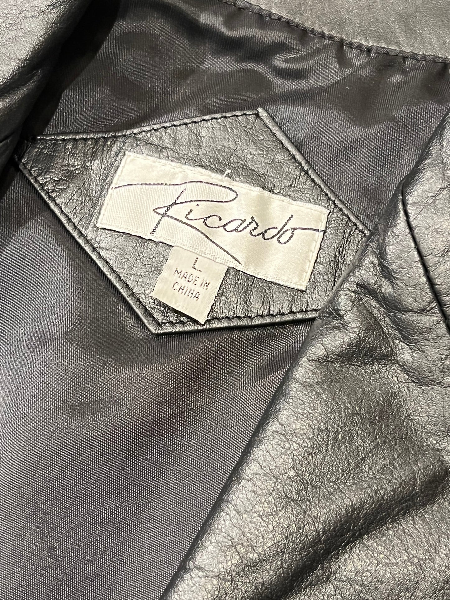 Y2K 'Ricardo' Black Leather Jacket / Large