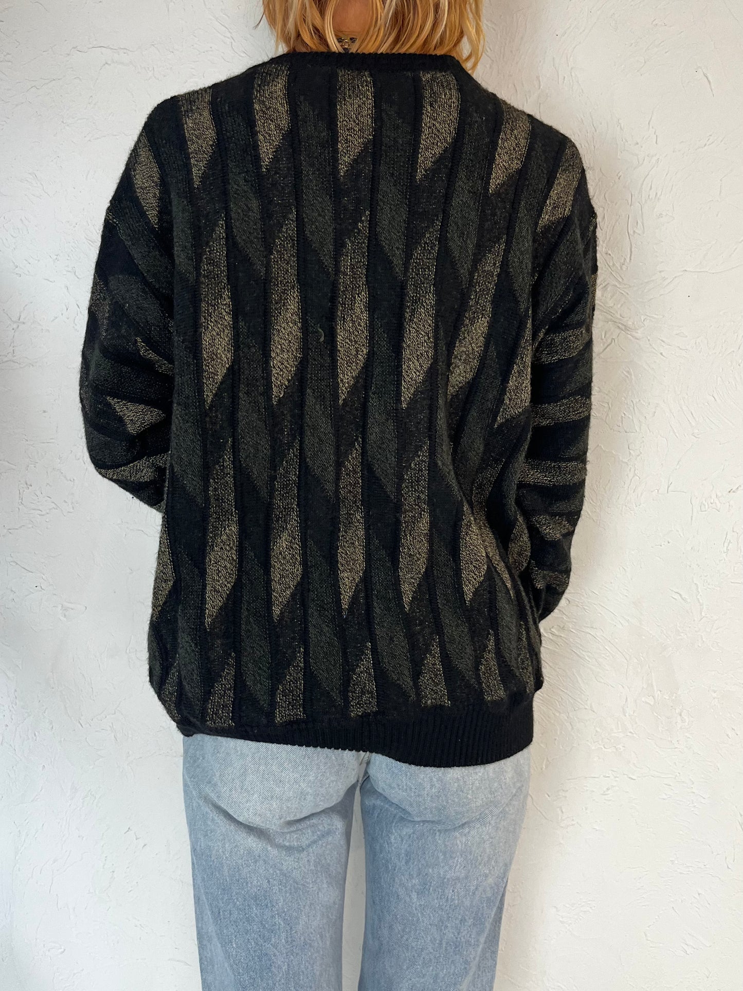 Y2K Wool Acrylic Knit Grandpa Sweater / Medium