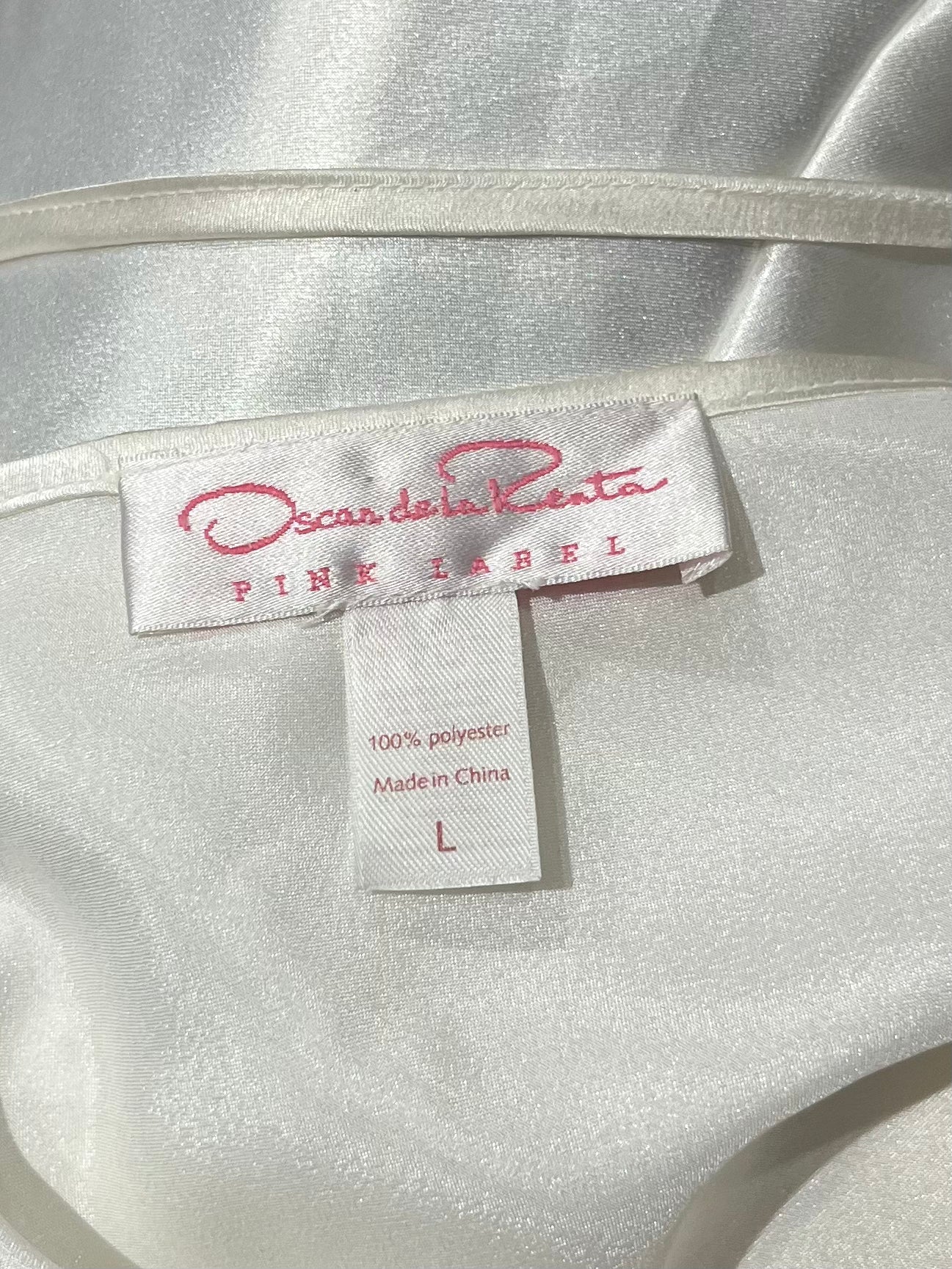 Y2K 'Oscar De La Renta' White Polyester Lingerie Jumpsuit / Large
