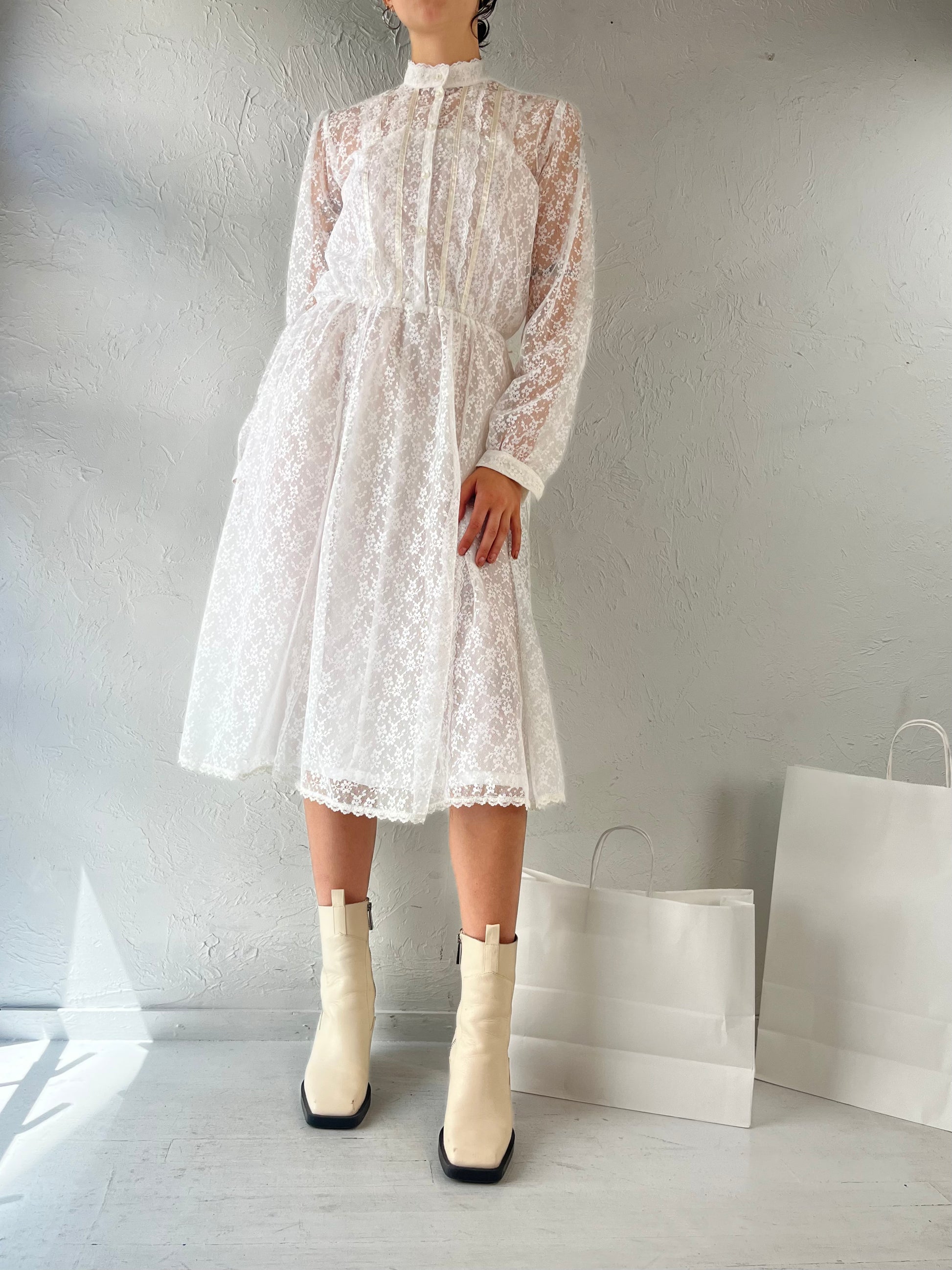 70s 'Pantel' Union Made Lace Long Sleeve Wedding Dress / Small Wildhoneygoods 70s 'Pantel' Union Made Lace Long Sleeve Wedding Dress / Small Wildhoneygoods