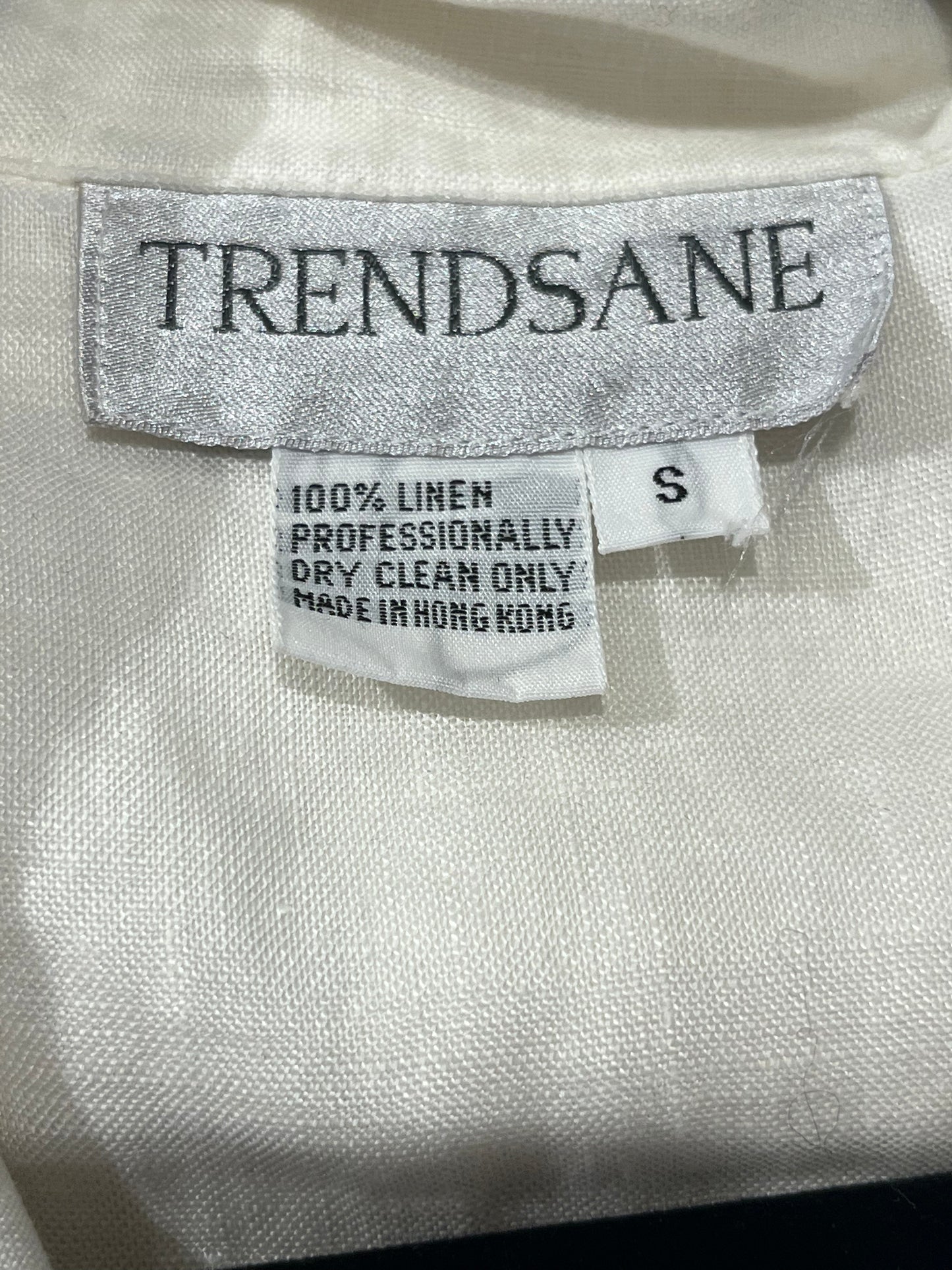 90s 'Trendsane' White Linen Tie Top / Small