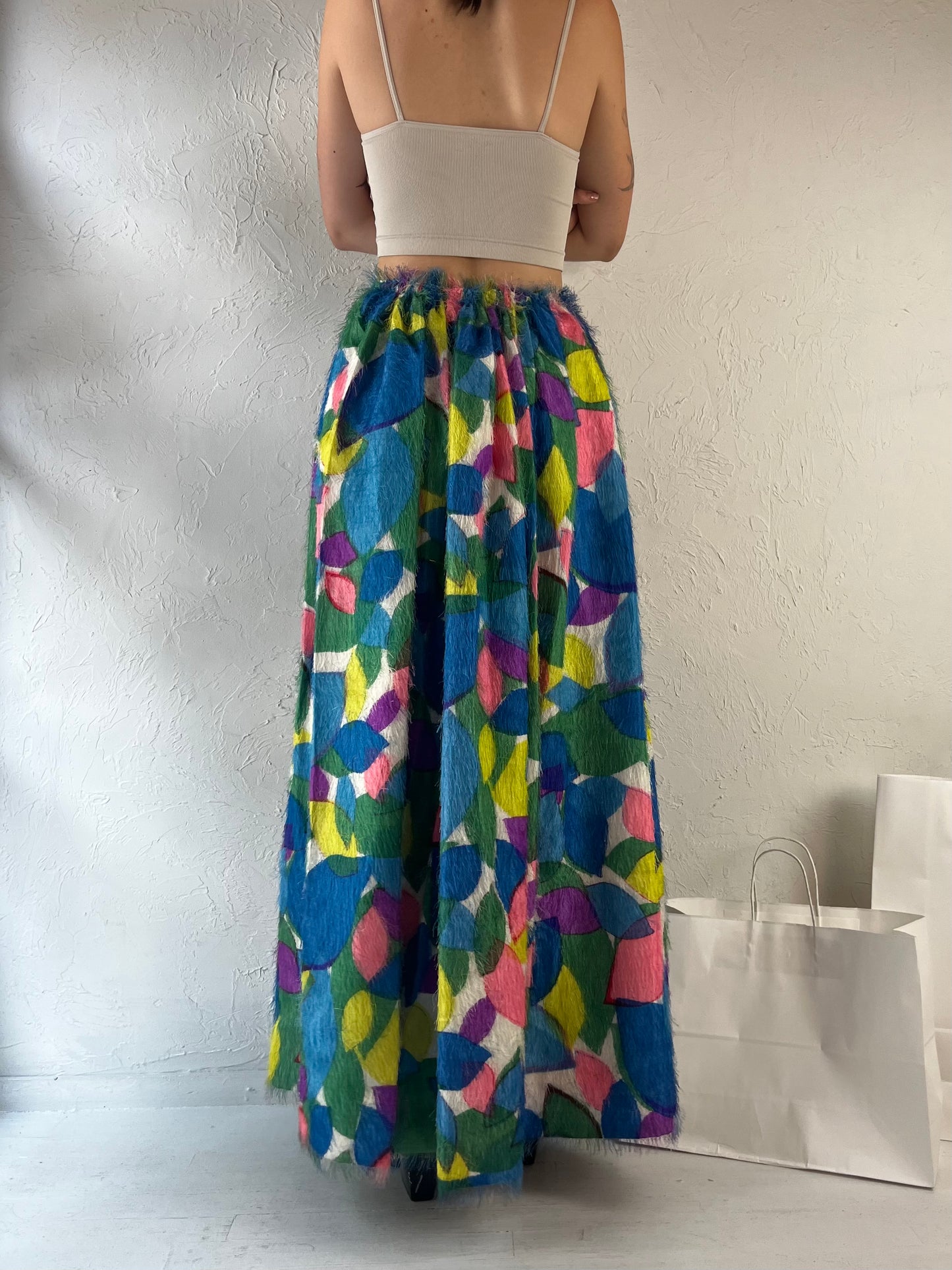 70s Handmade Rainbow Feather Skirt / XS