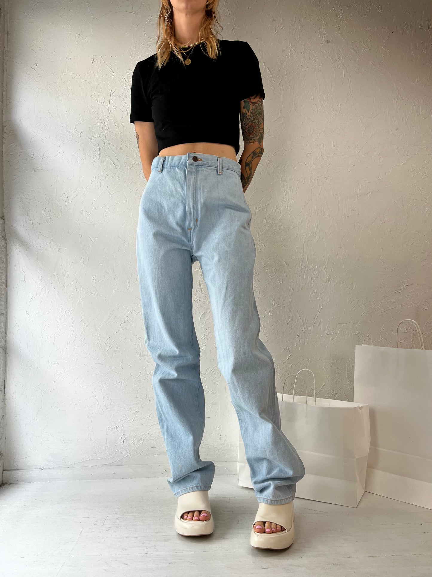 80s 'Wrangler' Light Wash High Waisted Jeans / 30