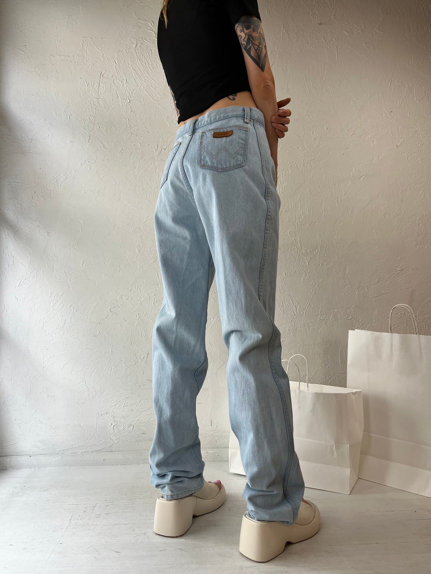 80s 'Wrangler' Light Wash High Waisted Jeans / 30