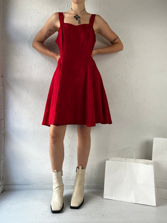 90s Red Paisley Skater Dress / Medium