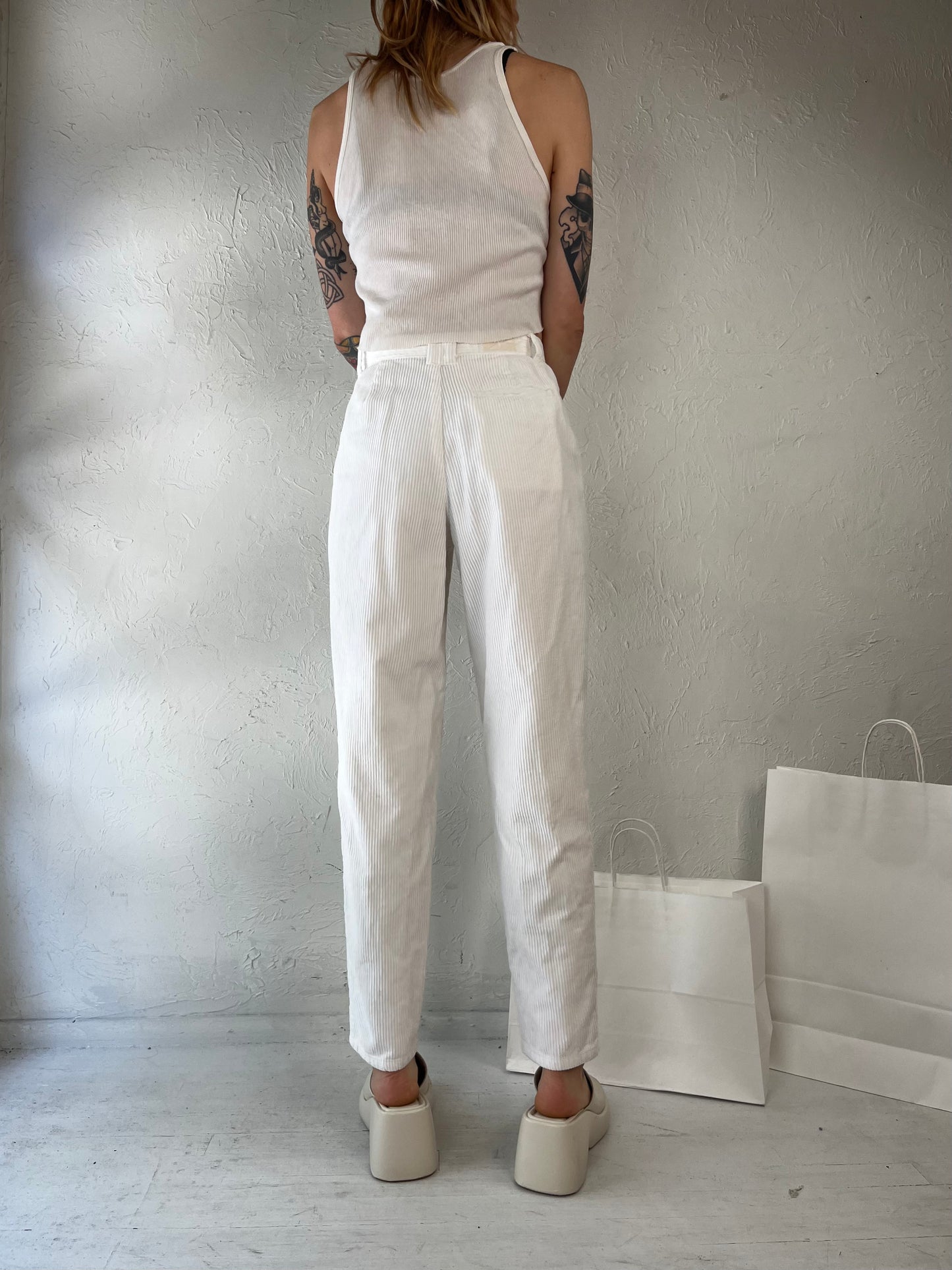 90s 'Pentinento' White Thick Corduroy Pants / Small